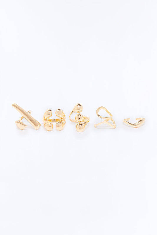 Nothing Matters Abstract 5 Piece Ring Set - Gold