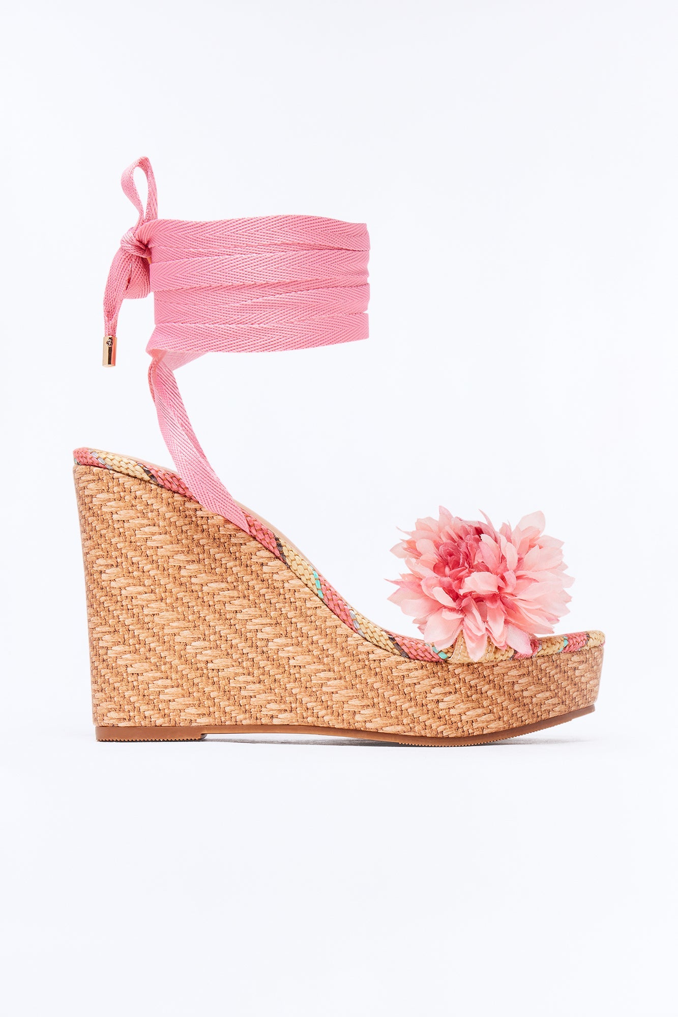 Lomie Flower Wrap Up Wedges - Pink