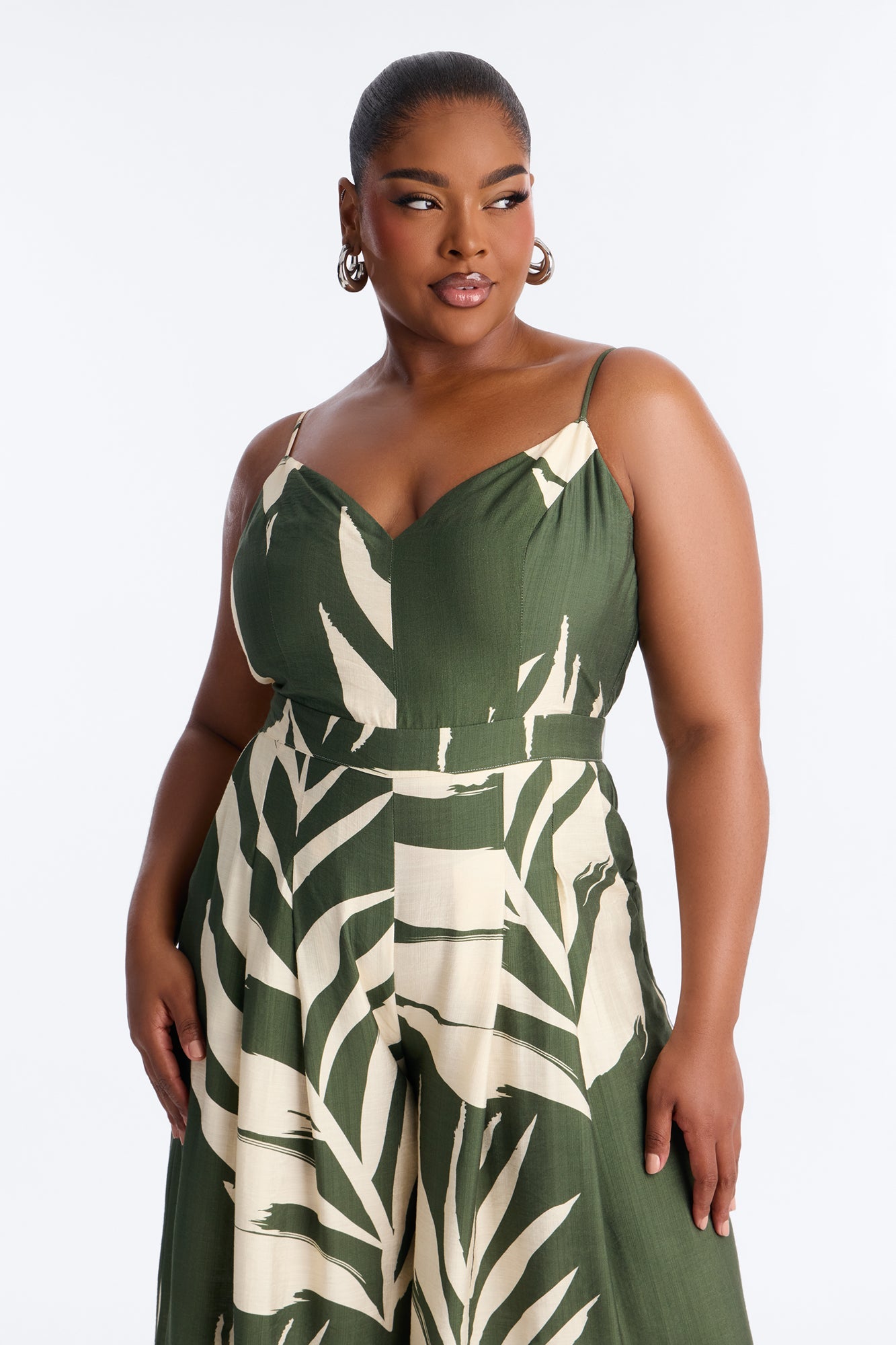 Tanya Tropical Wide Leg Jumpsuit - Green