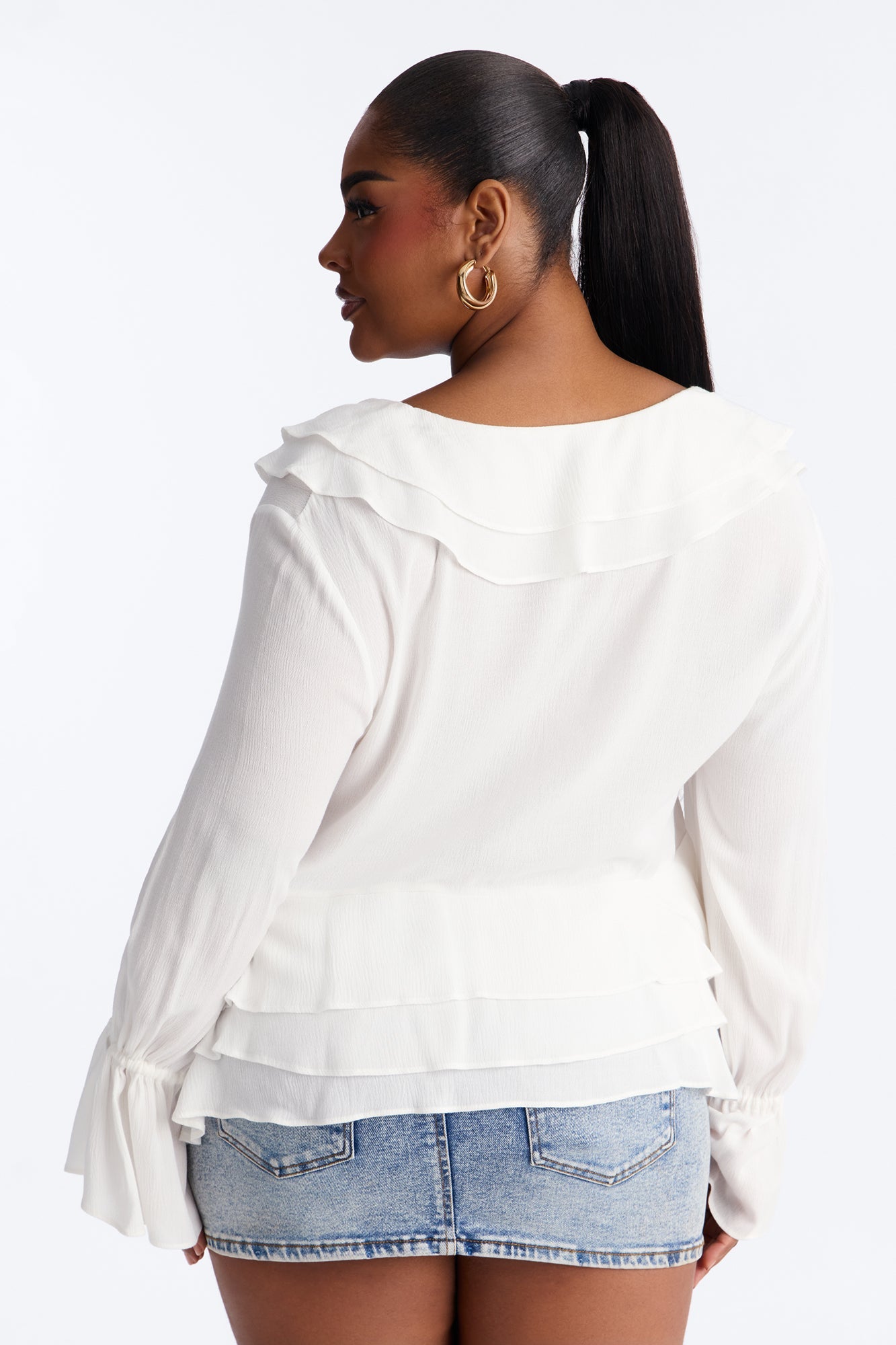 Summer Crush Ruffle Tie Front Flyaway Top - White
