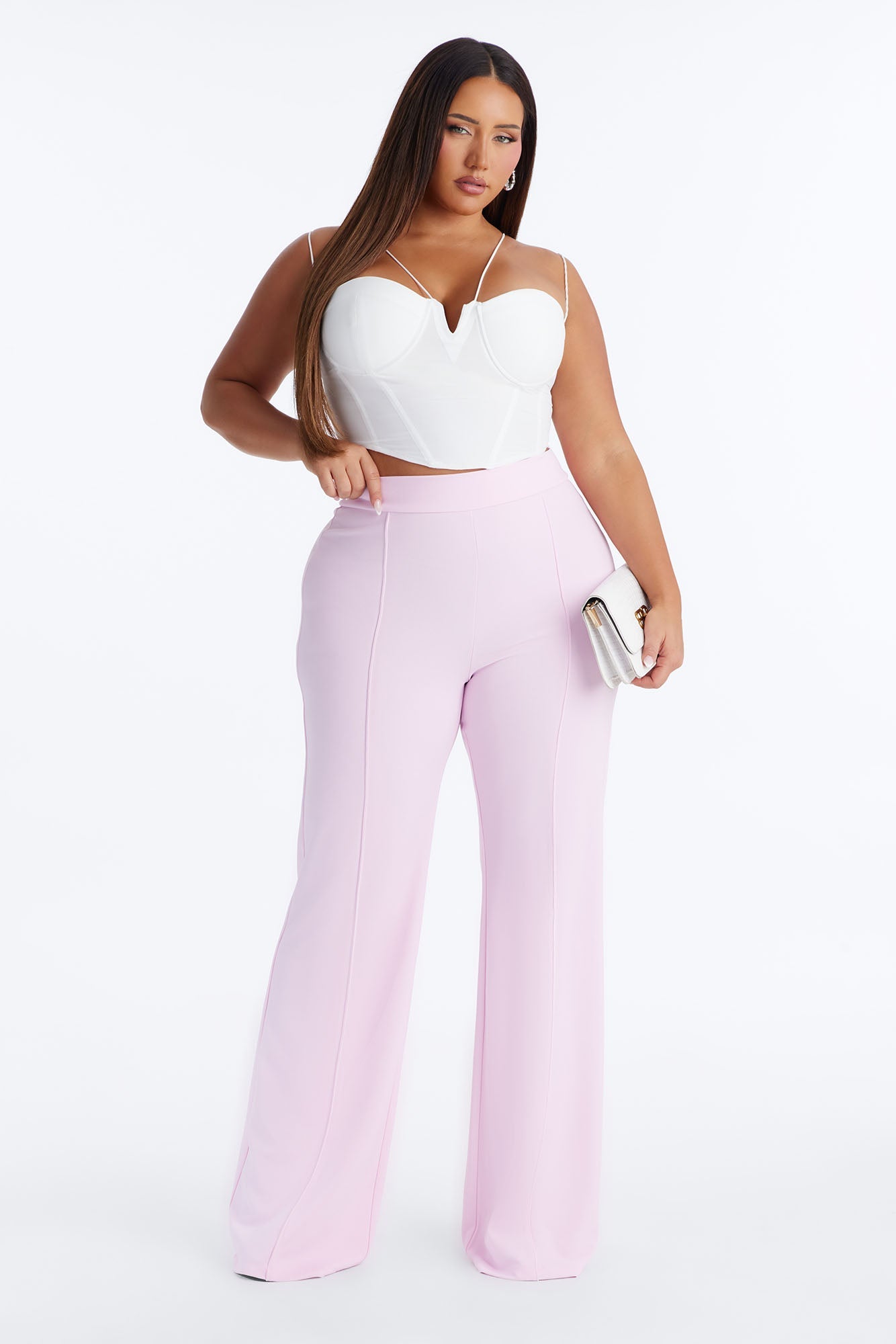Tall Victoria High Waisted Dress Pants - Light Pink
