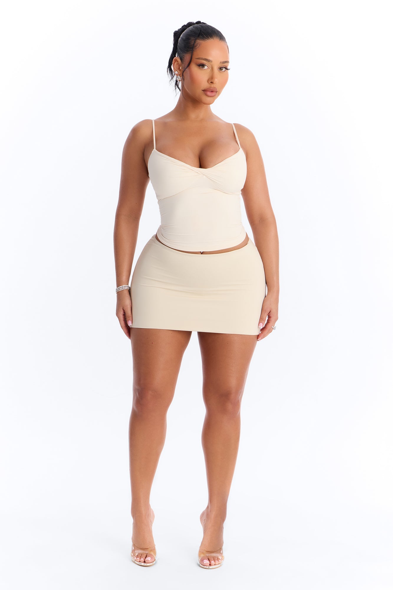 Second Skin Double Lined Twist Cami - Bone