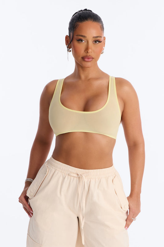 Power Mesh Racerback Bra Top - Yellow