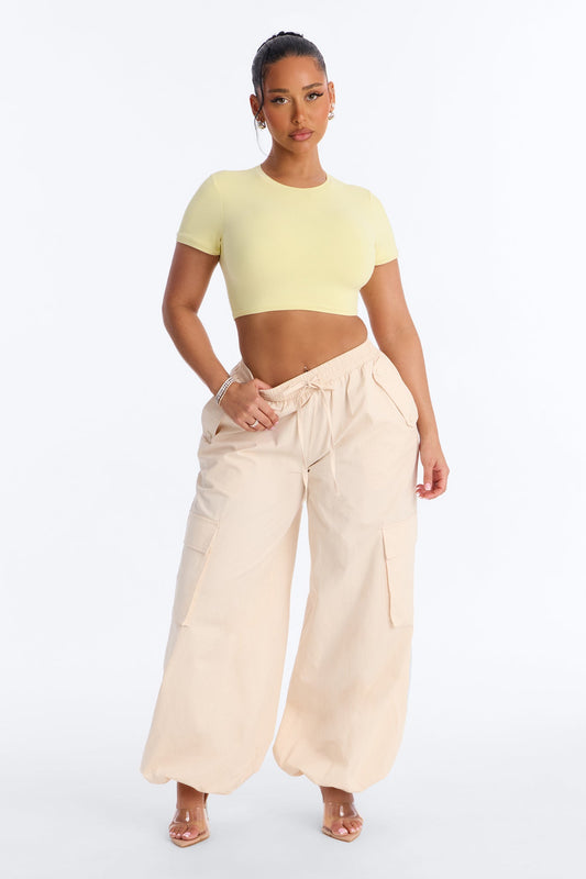Second Skin Double Lined Super Cropped Tee - Yellow