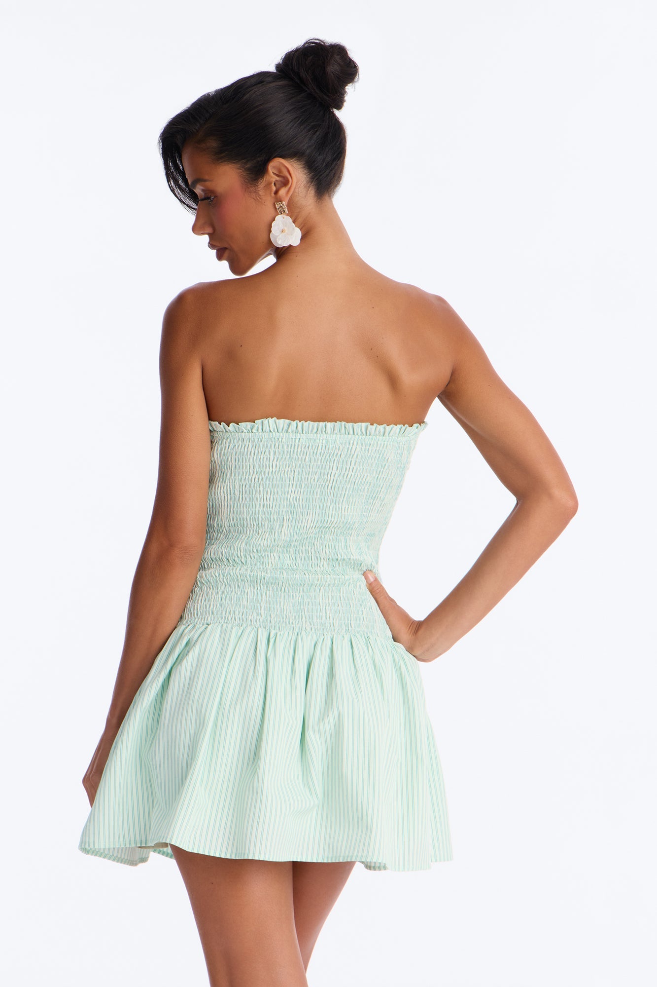 Sophia Smocked Twill Mini Dress - Mint