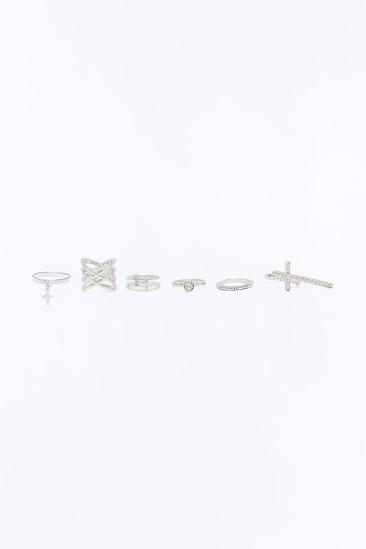 Count Your Blessings 6 Piece Ring Set - Silver