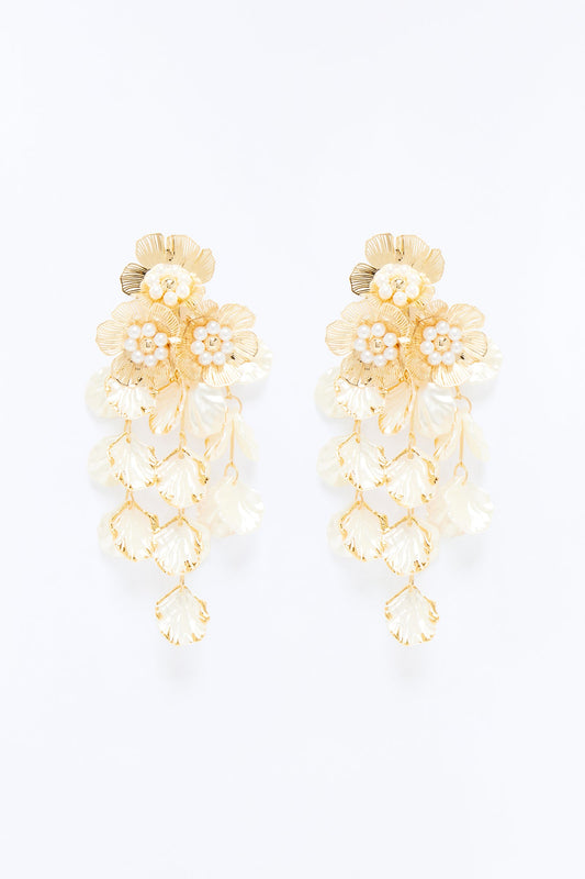 Flower Of The Ocean Earrings - White/Gold