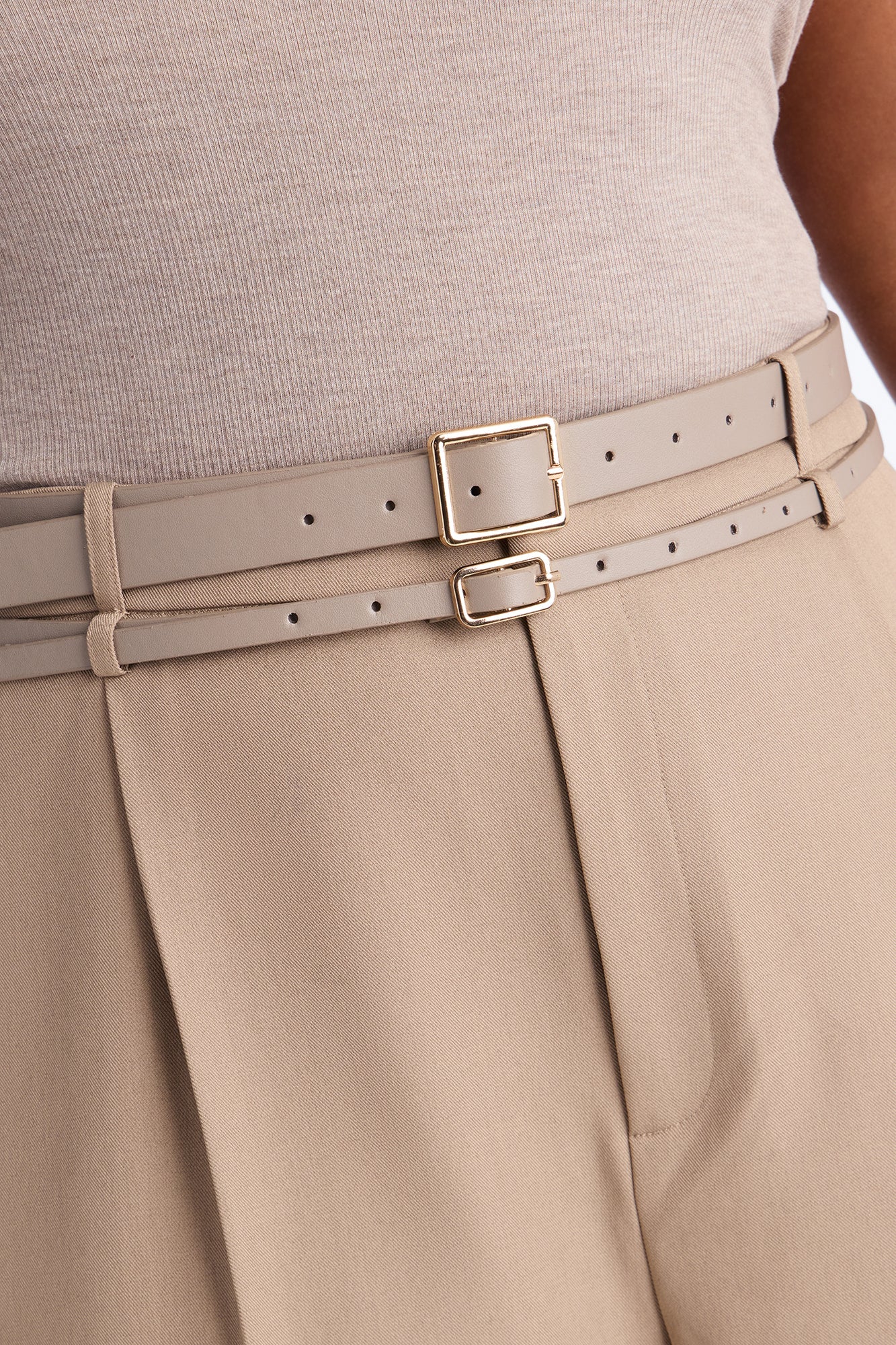 Geraldine Belted Wide Leg Trousers 33″ - Camel