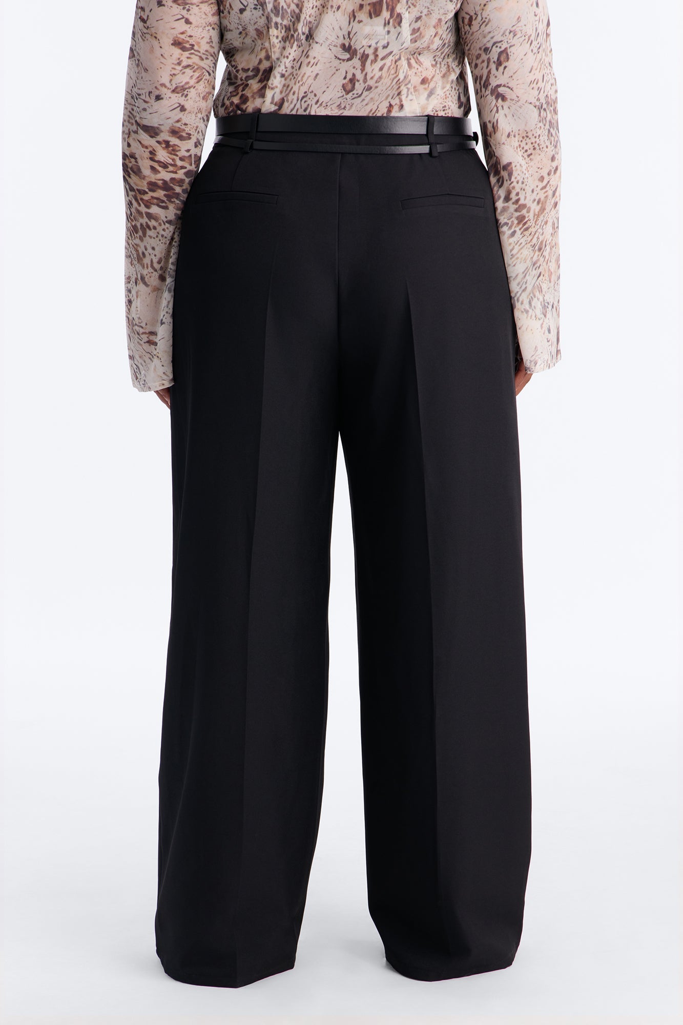Geraldine Belted Wide Leg Trousers 33″ - Black