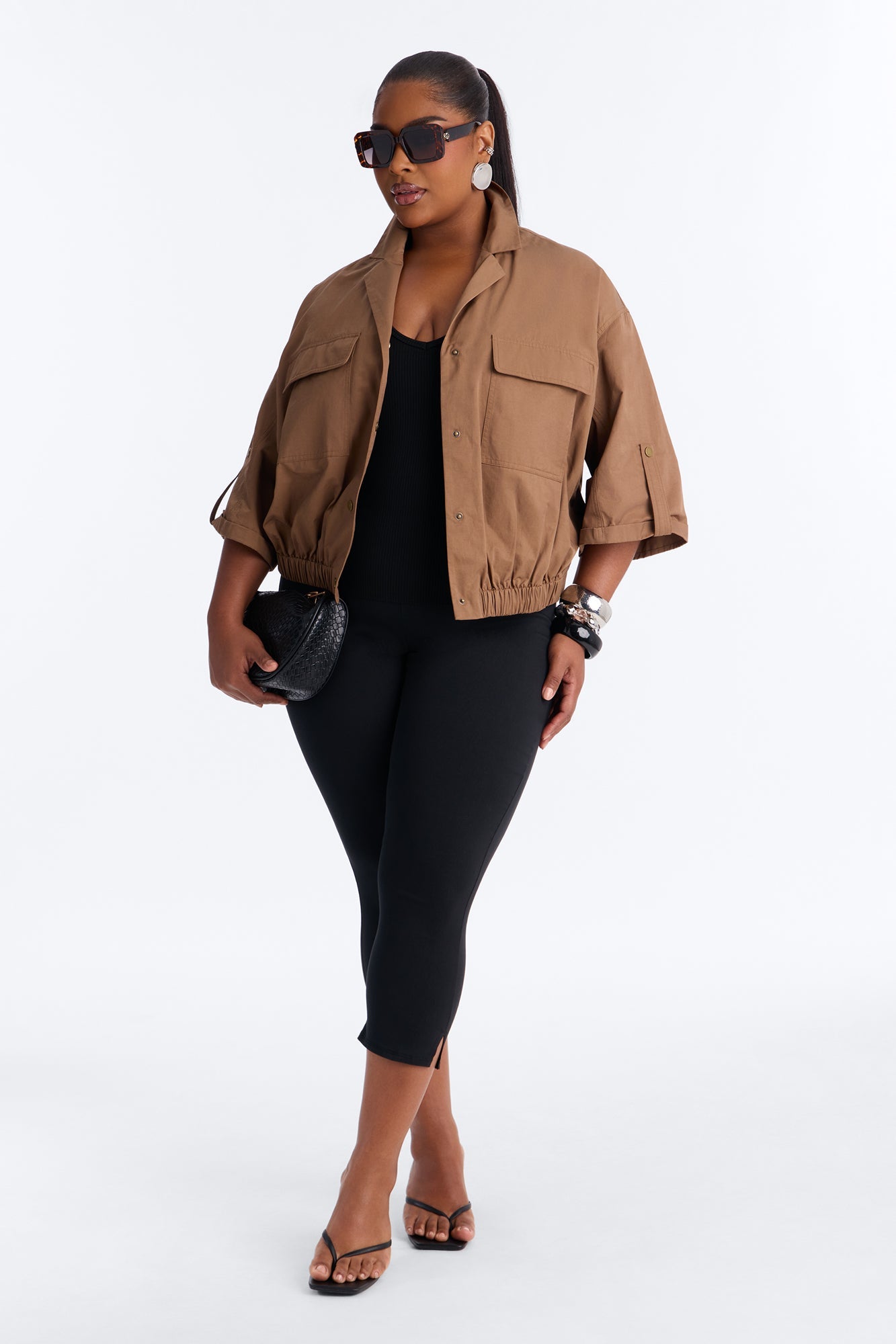 Plans Made Oversized Airflow Shirt - Brown
