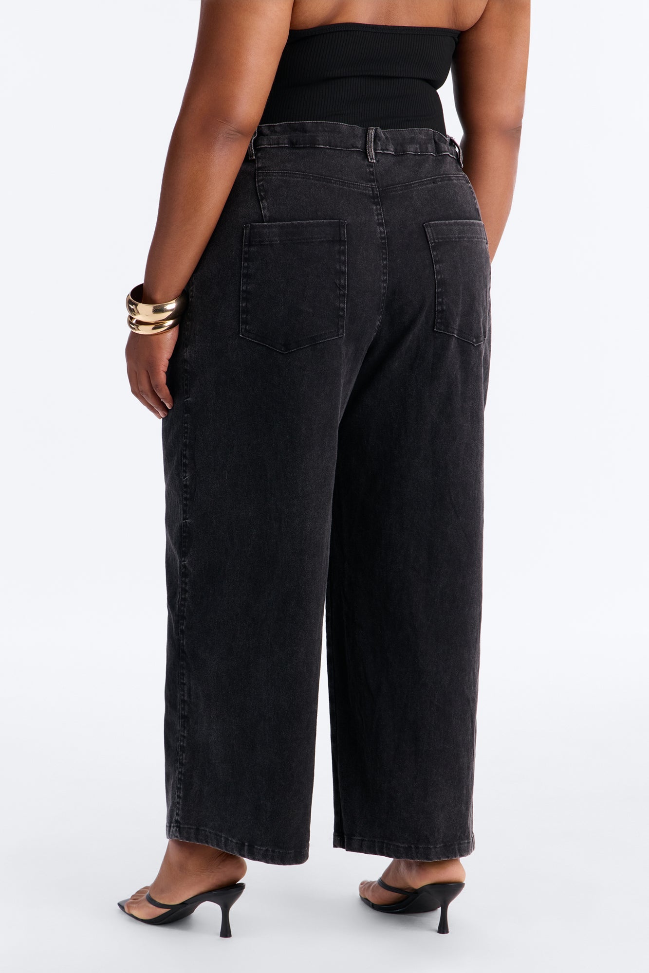Georgie Washed Twill Barrel Leg Pant 33″ - Black