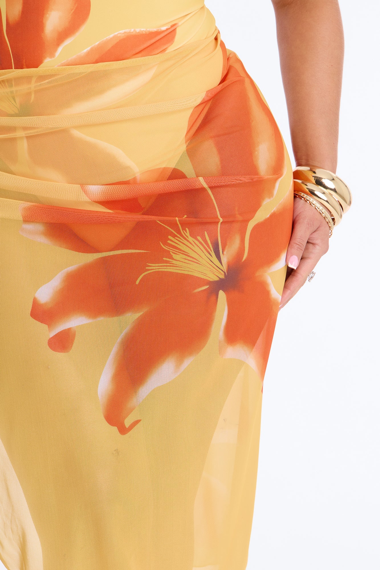On Island Time Floral Underwire Maxi 2 Piece Bikini Skirt Set - Yellow/combo