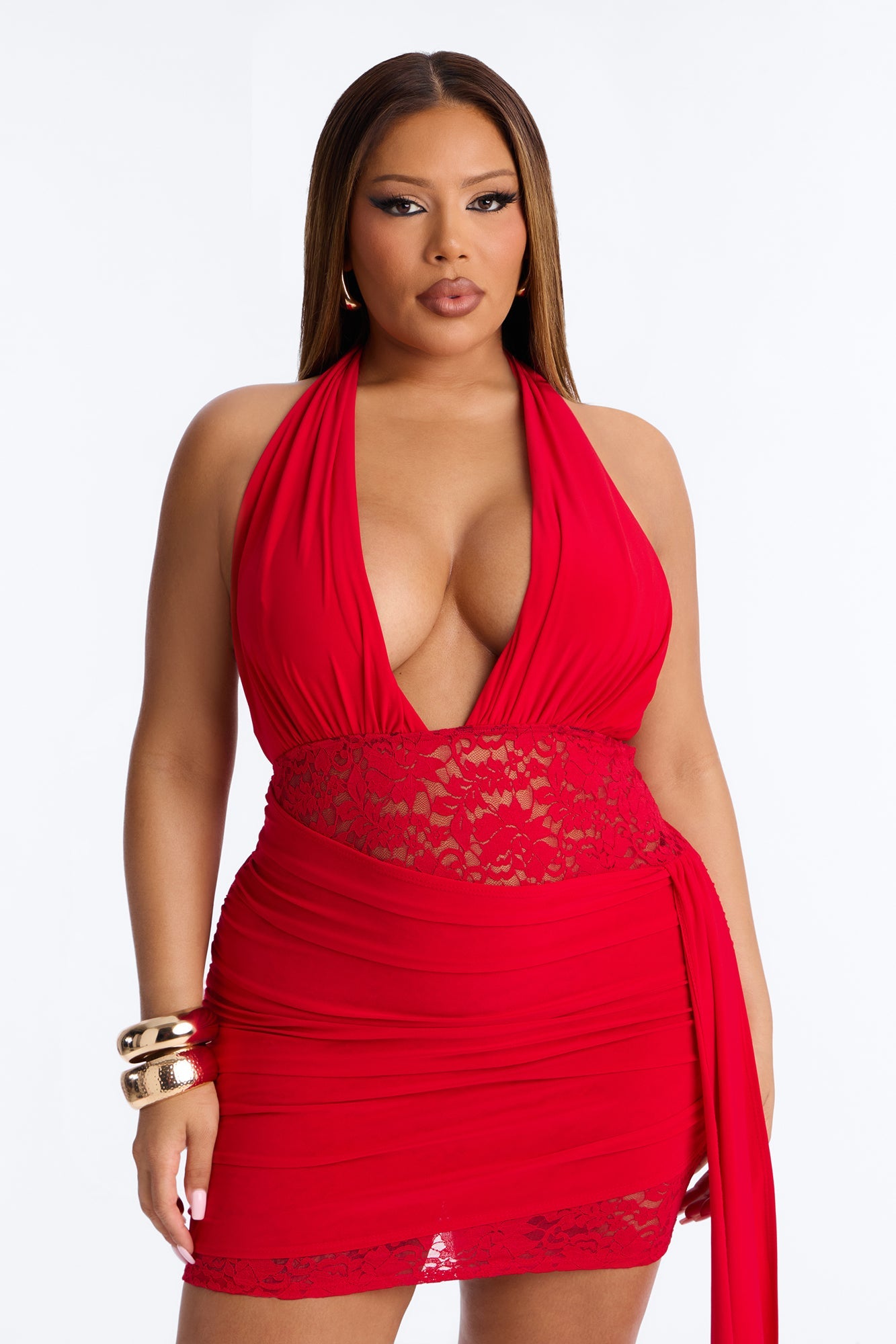 Ensley Halter Mini Dress - Red