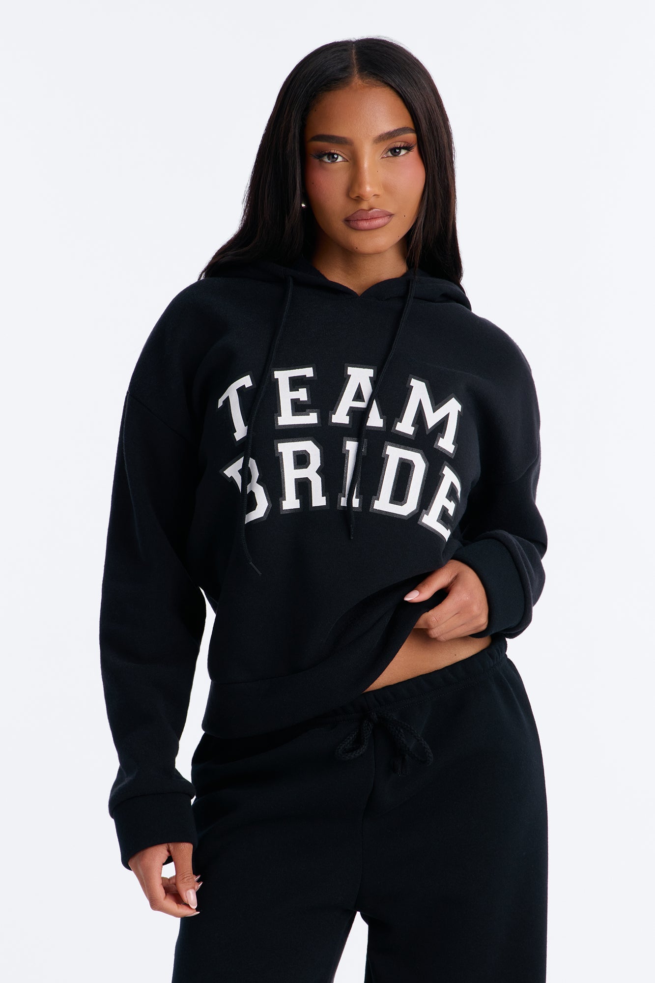 Team Bride PJ Hoodie & Sweatpant Set - Black