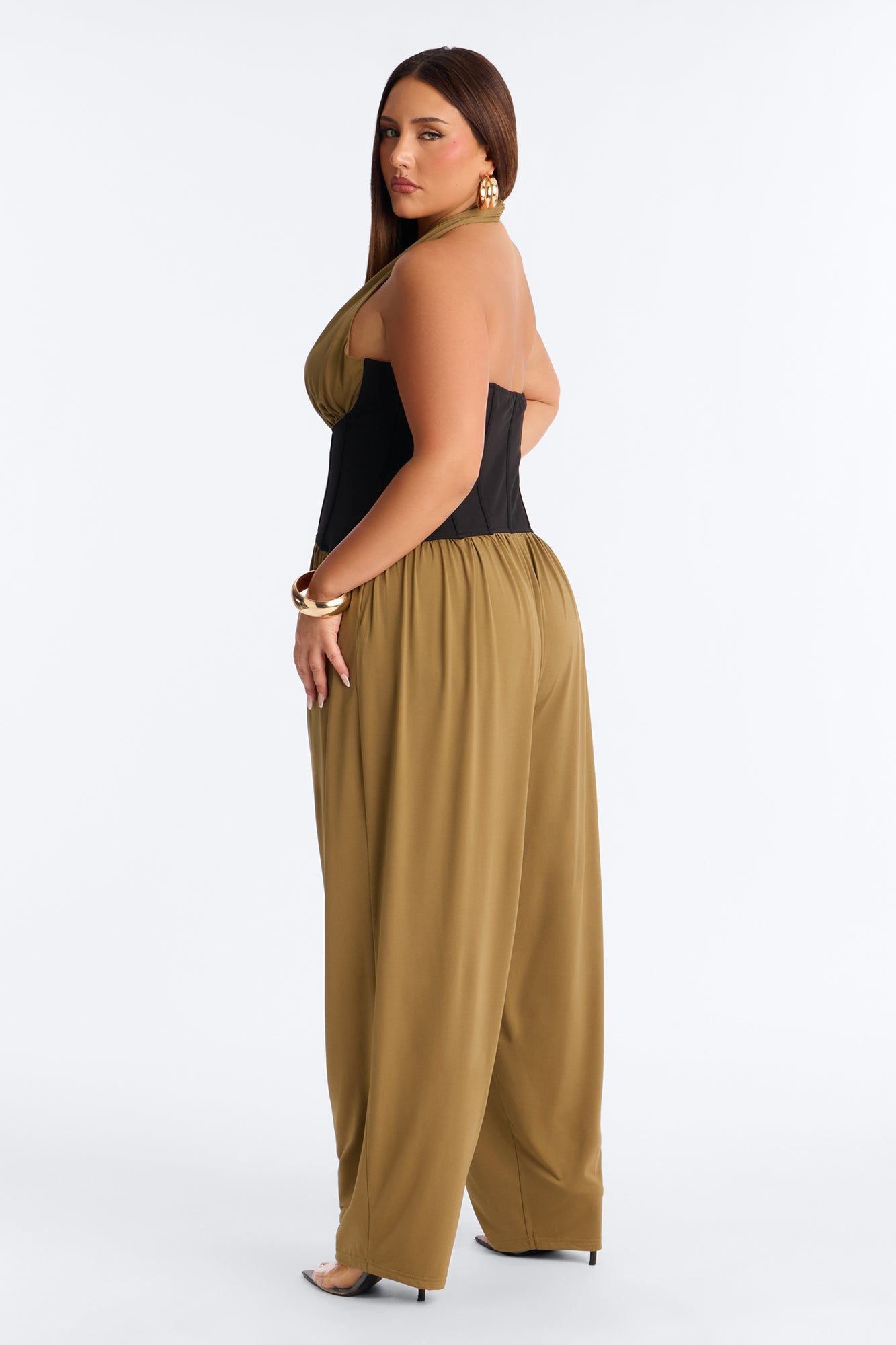 Raia Corset Trim Jumpsuit - Olive