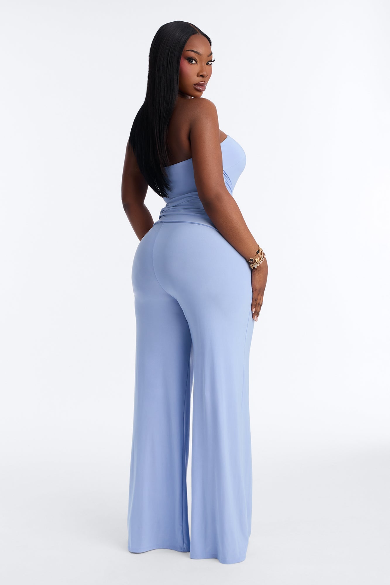 Anika Cut Out Strapless Jumpsuit - Blue