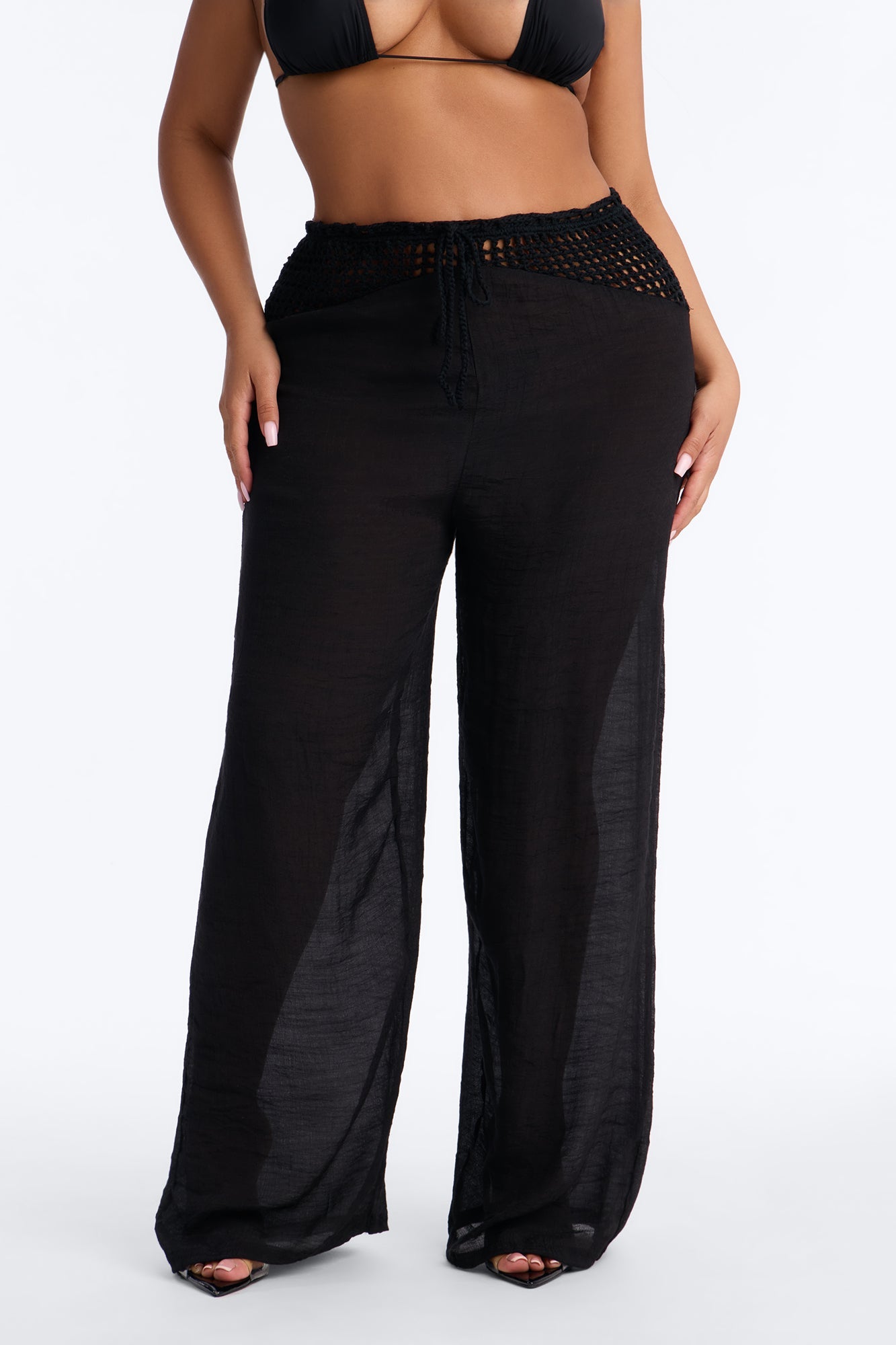 Darling Linen Swim Cover Up Pant - Black
