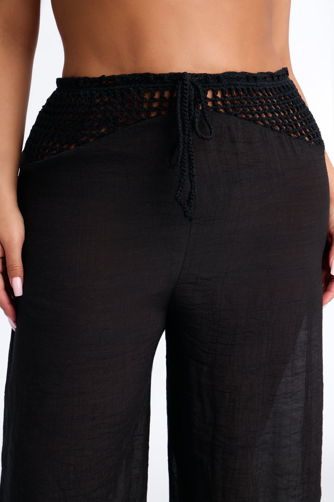 Darling Linen Swim Cover Up Pant - Black