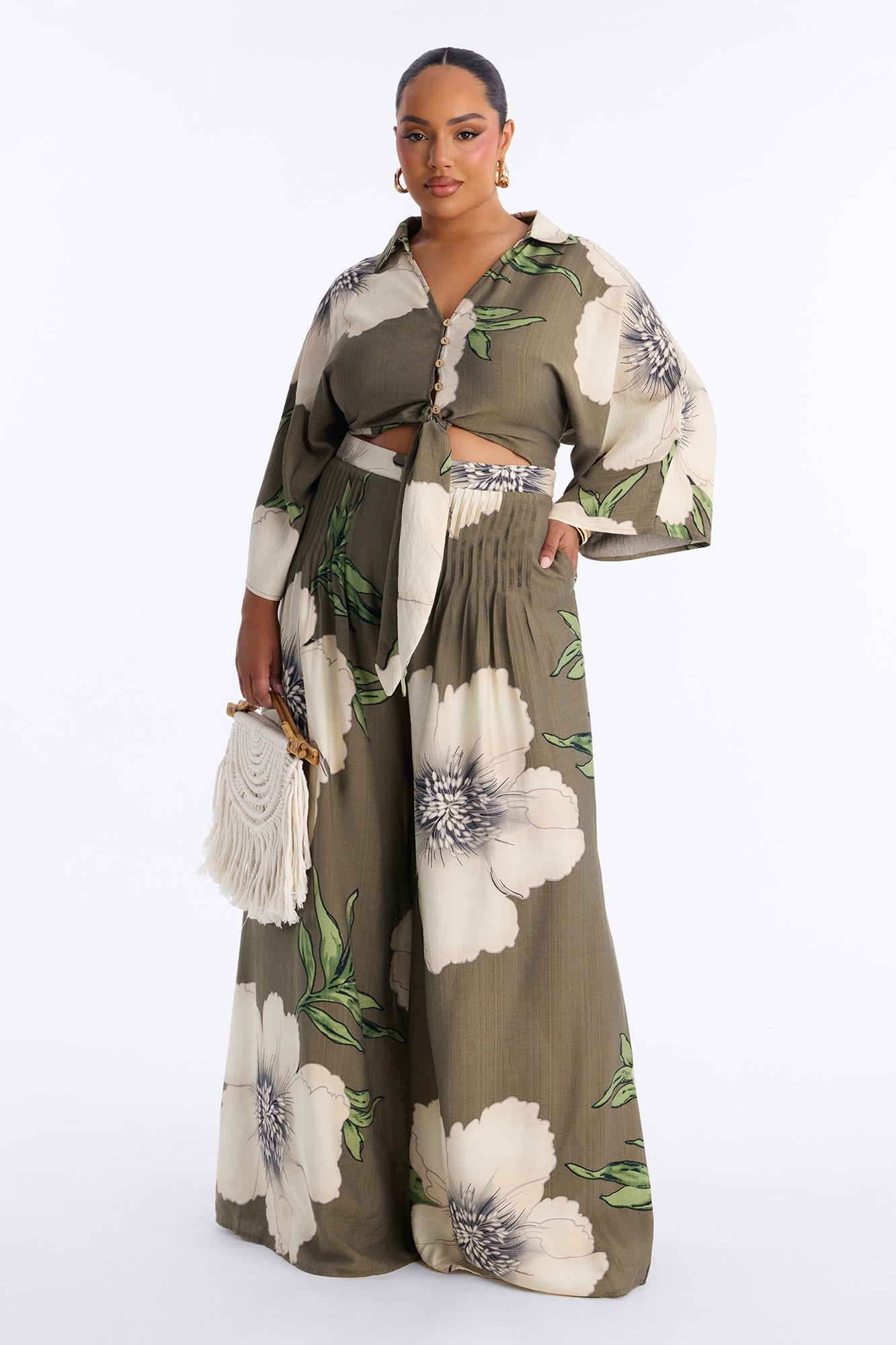 Vacation Vibe Floral Wide Leg Jumpsuit - Green