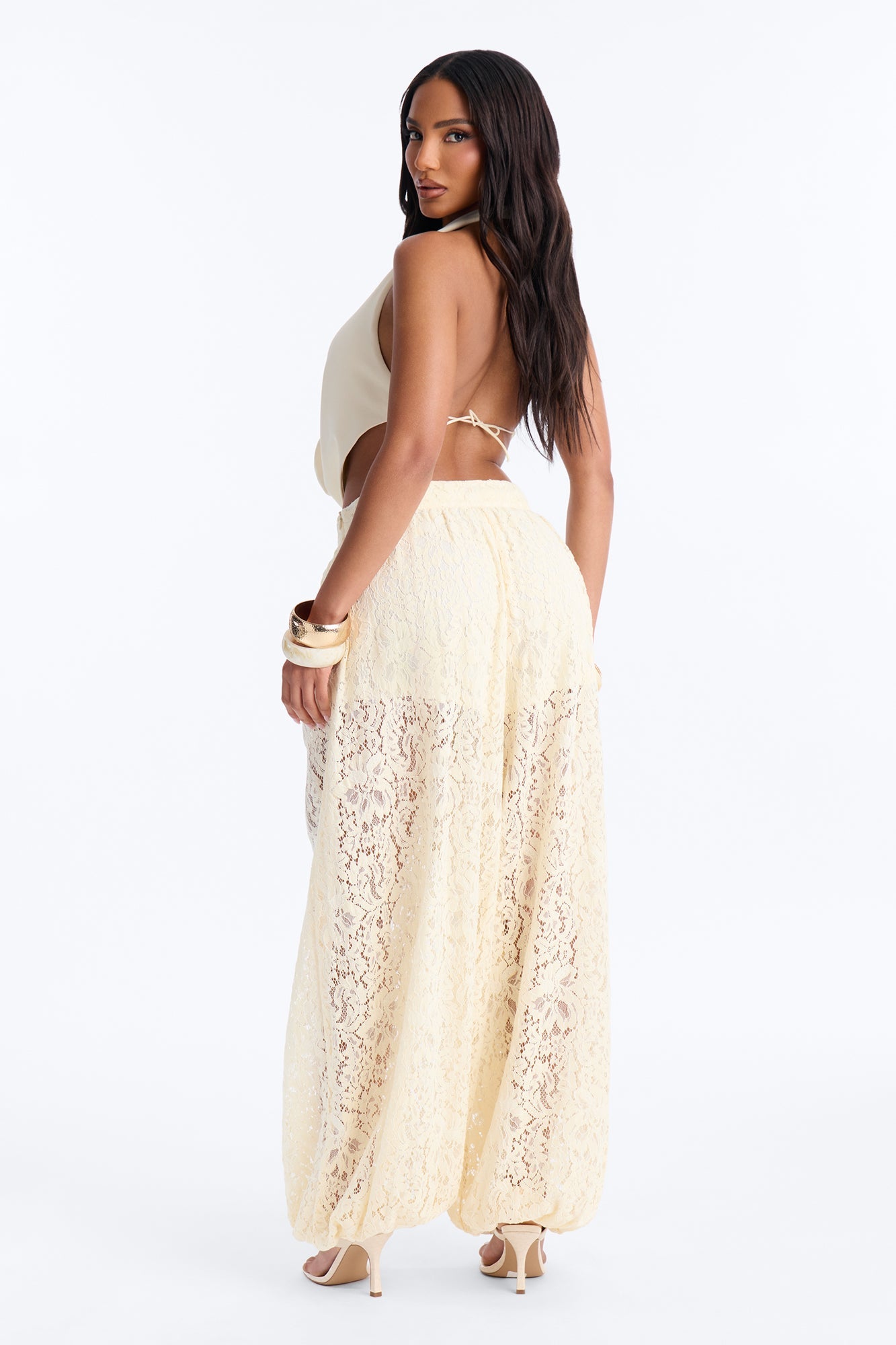 Barely A Secret Sheer Lace Balloon Pant 30″ - Ivory