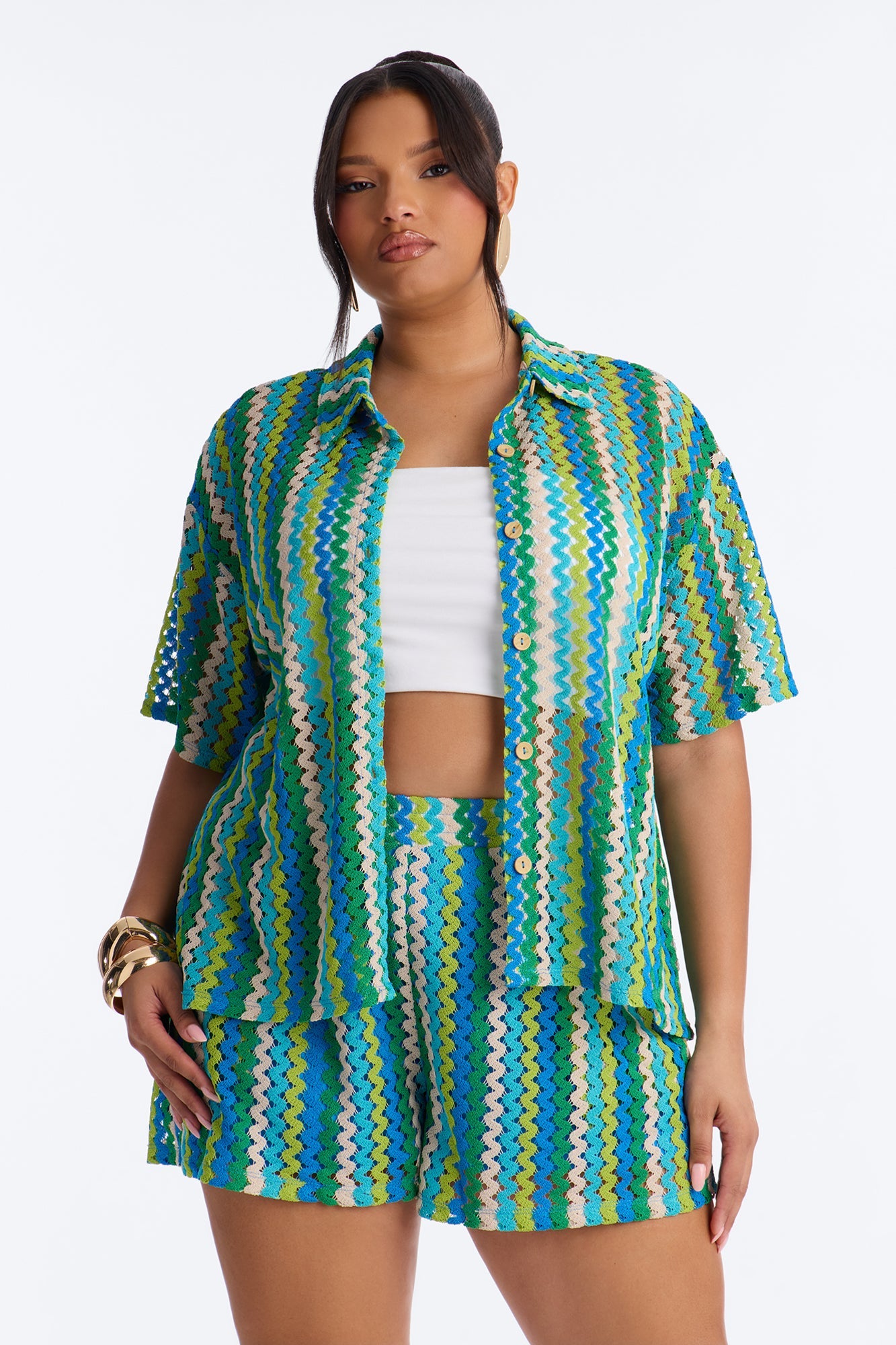 Marimar Crochet Short Set - Green/combo