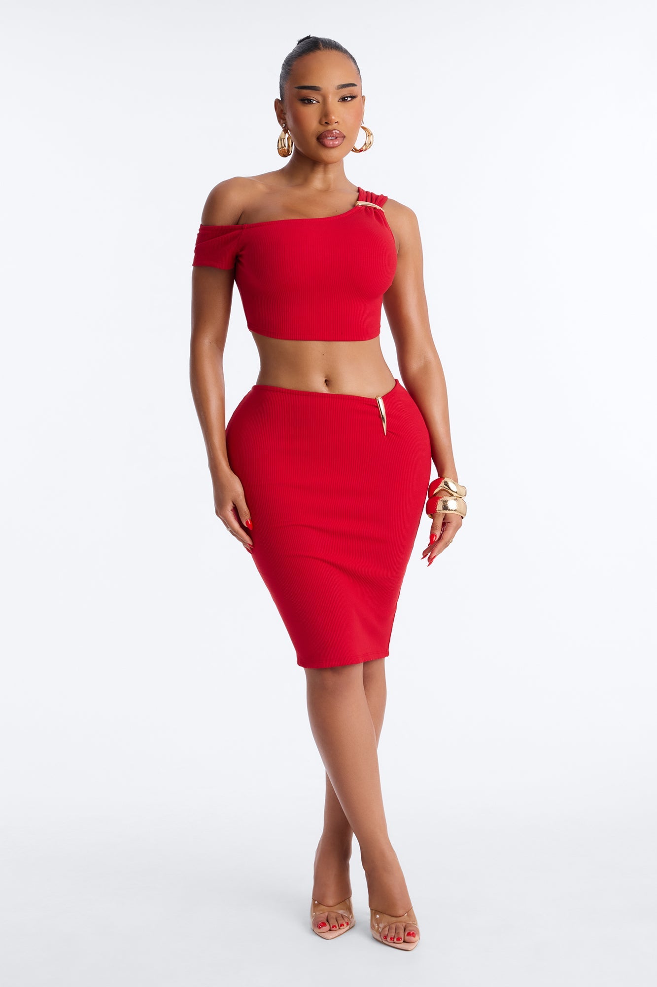 Scarlett Snatched Low Rise Skirt Set - Red