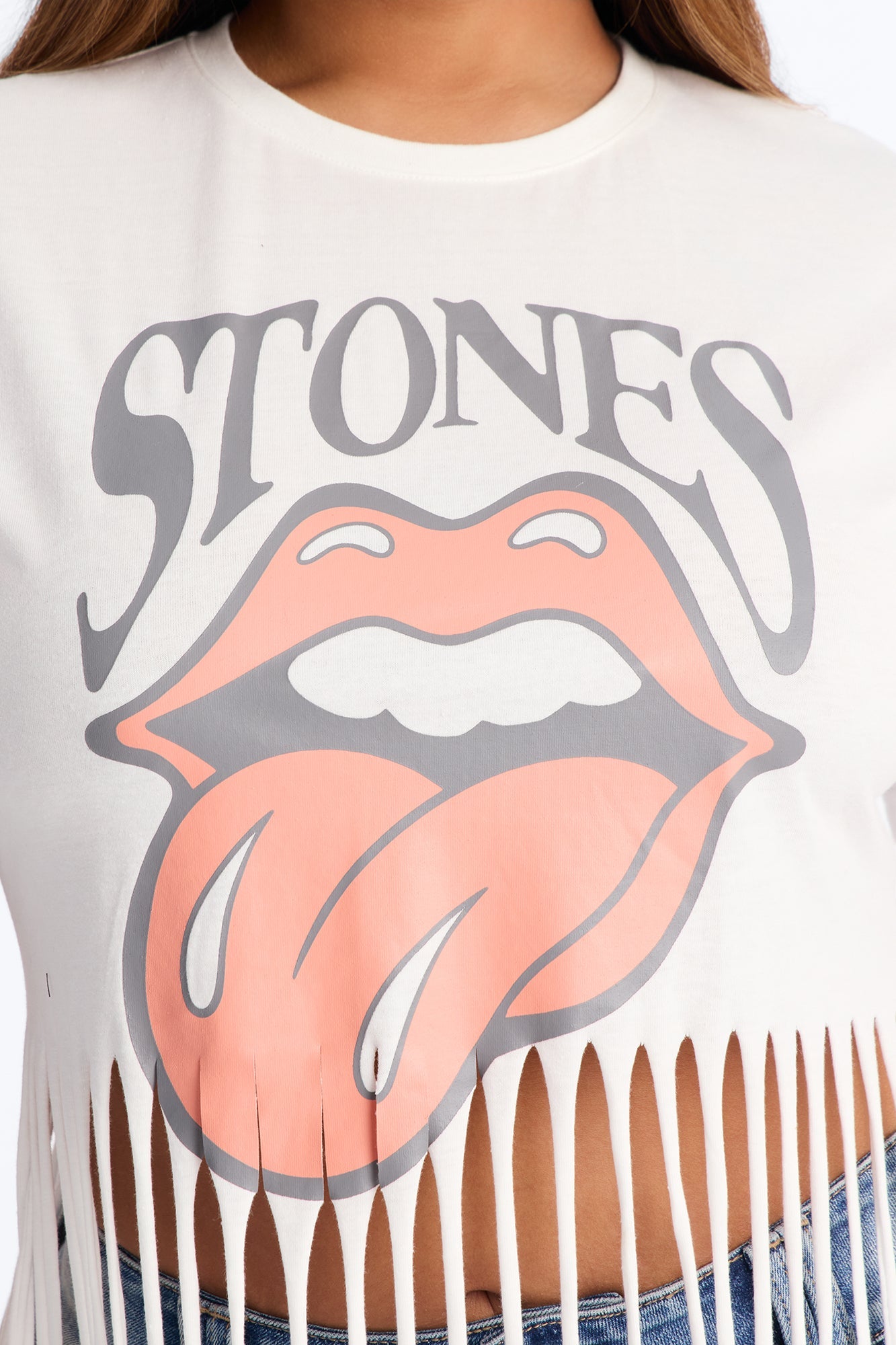 The Rolling Stones Fringe Tee - White