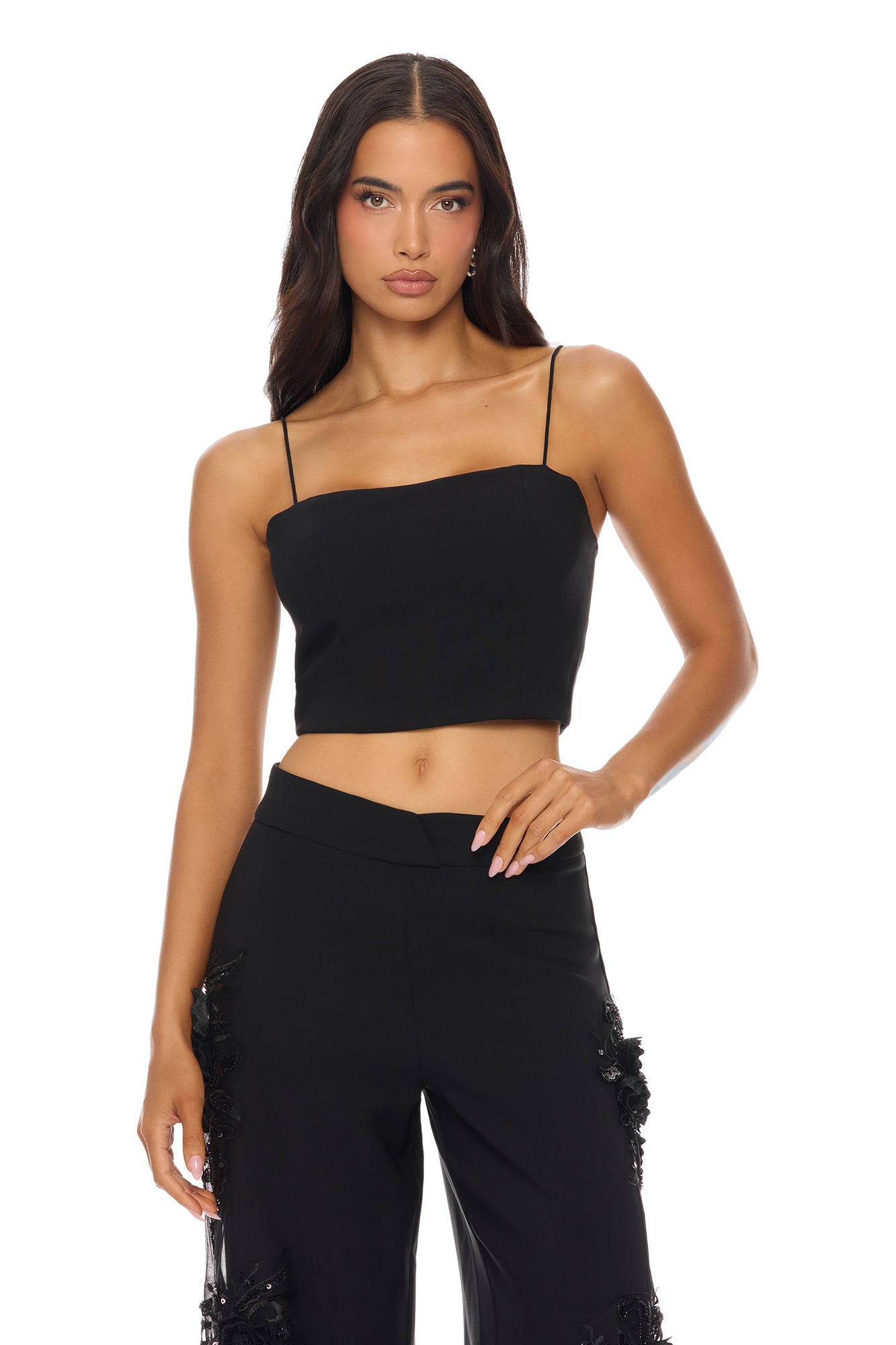 Sweet Serenity Embroidered Pant Set - Black
