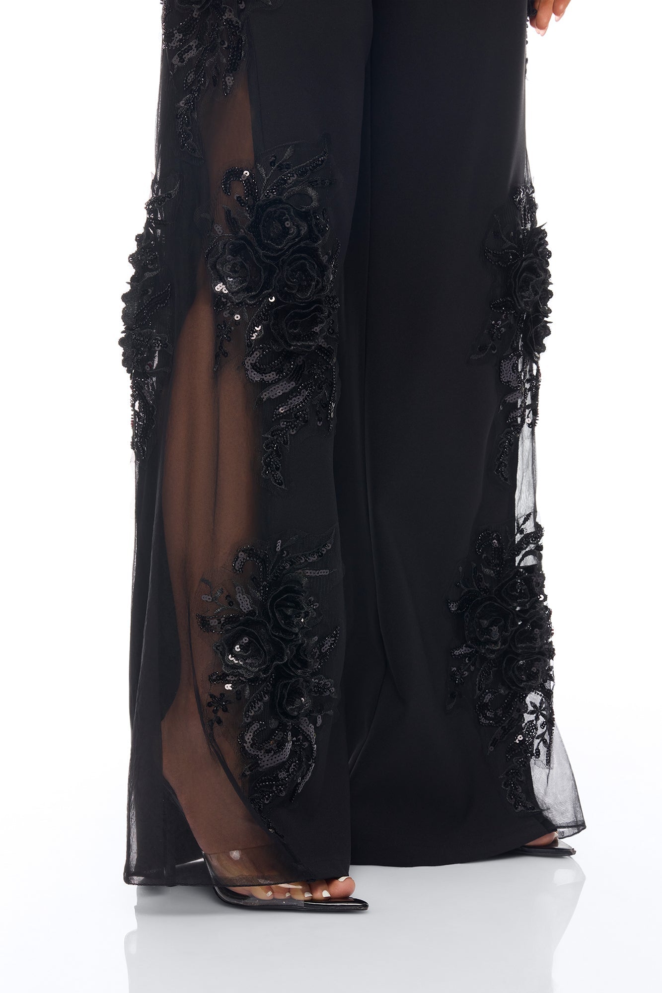 Sweet Serenity Embroidered Pant Set - Black