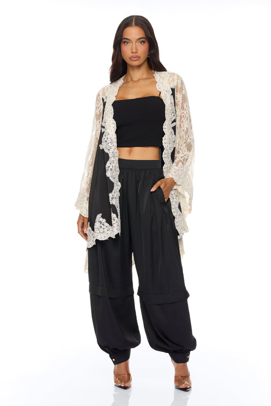 Cathryn Satin Balloon Pant - Black