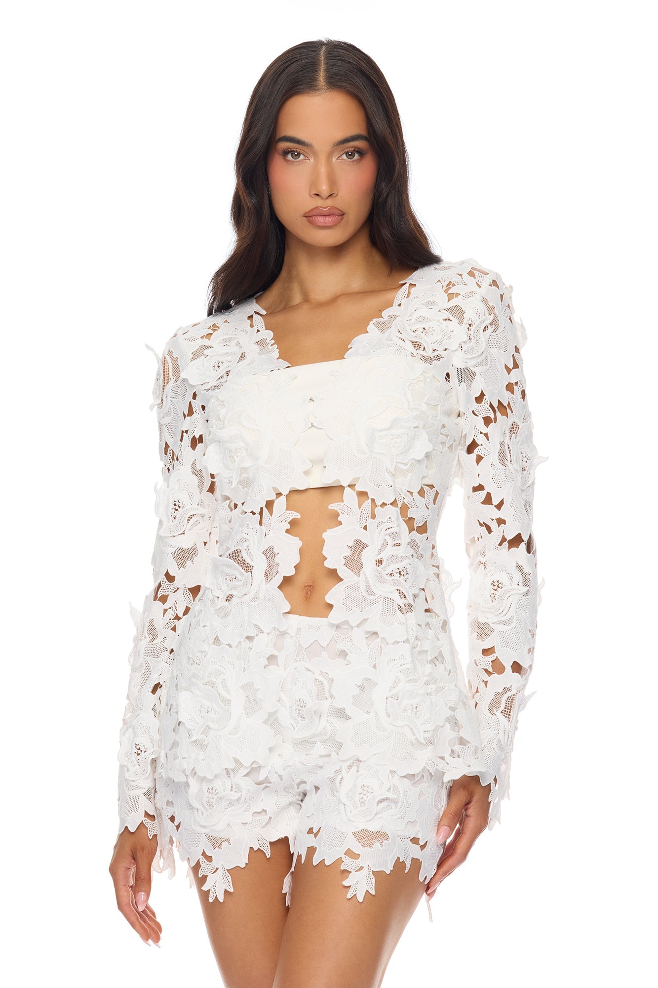 Jaslyn Embroidered Short Set - White