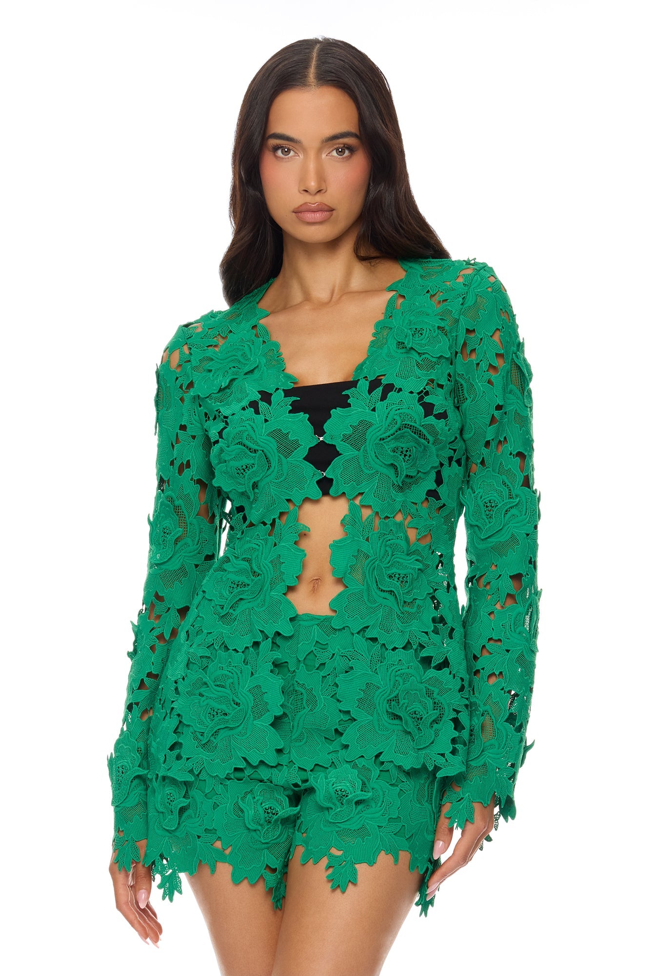 Jaslyn Embroidered Short Set - Green