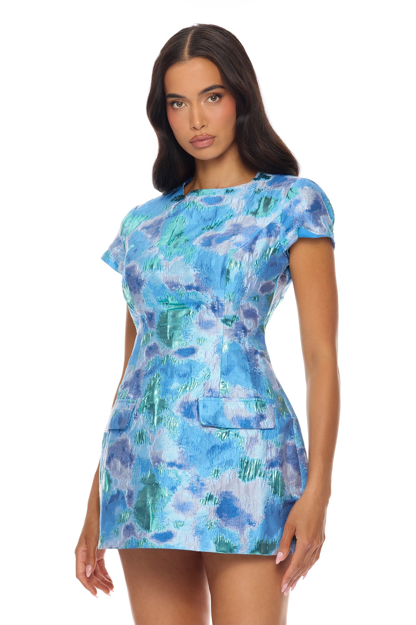 Juliette Jacquard Mini Dress - Blue/combo