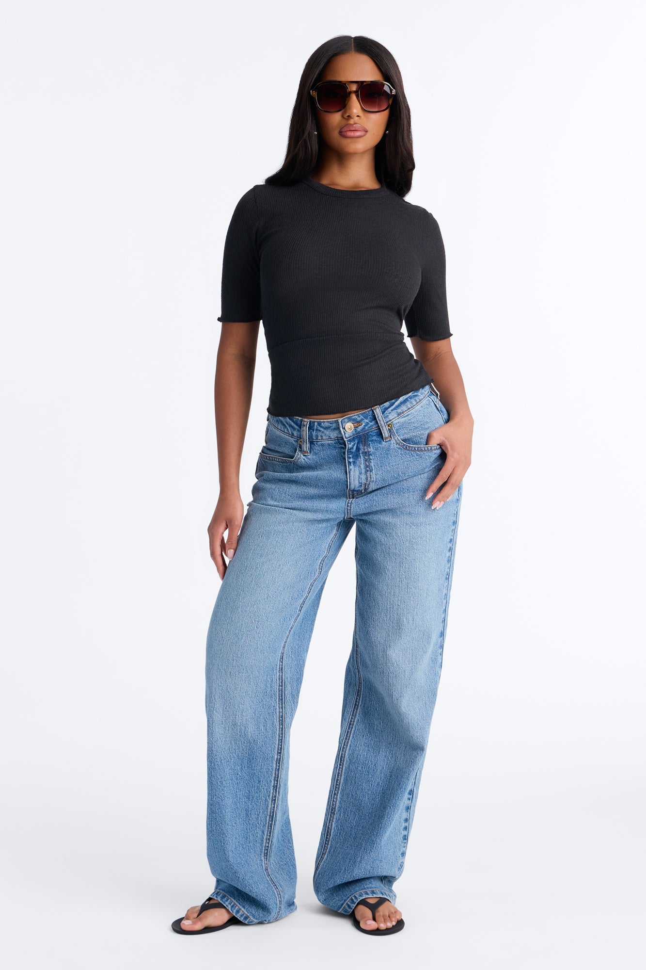 Bring You Back Ribbed Baby Tee - Black