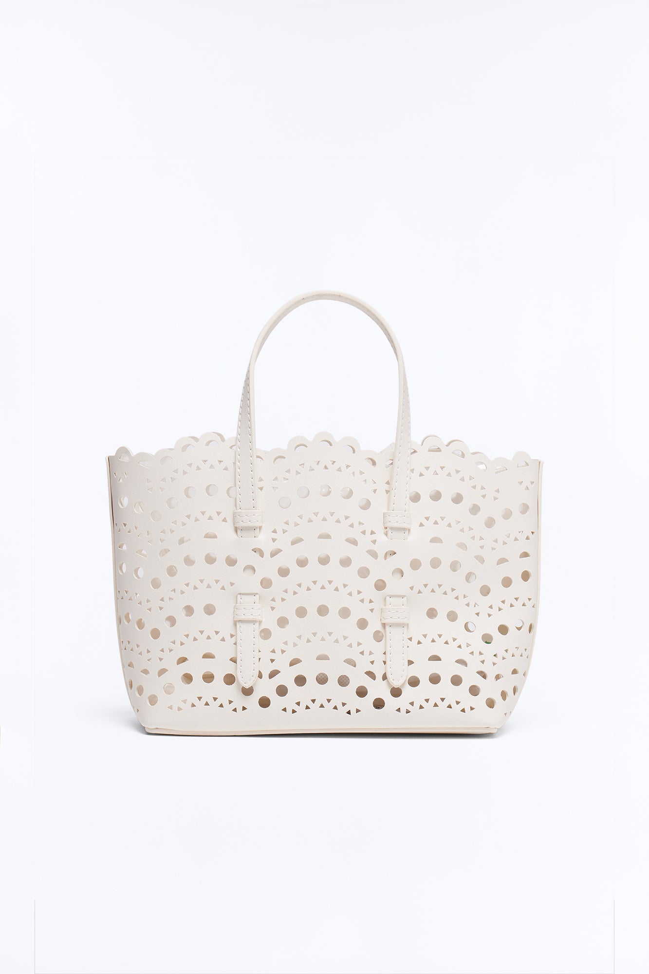 Lace On Faux Leather Crossbody Bag - Ivory