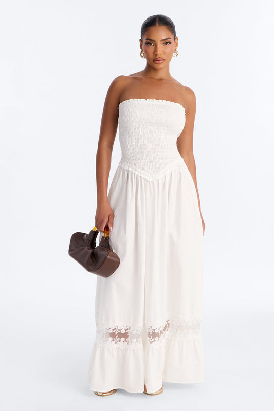 Keira Strapless Maxi Dress - White