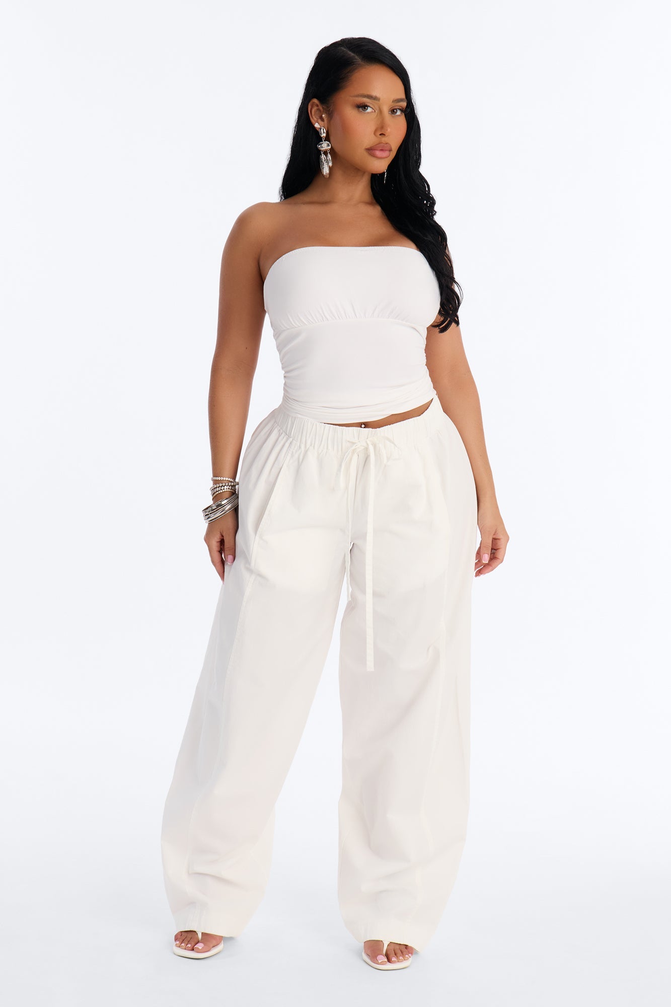 Brianna Ruched Tube Top - White