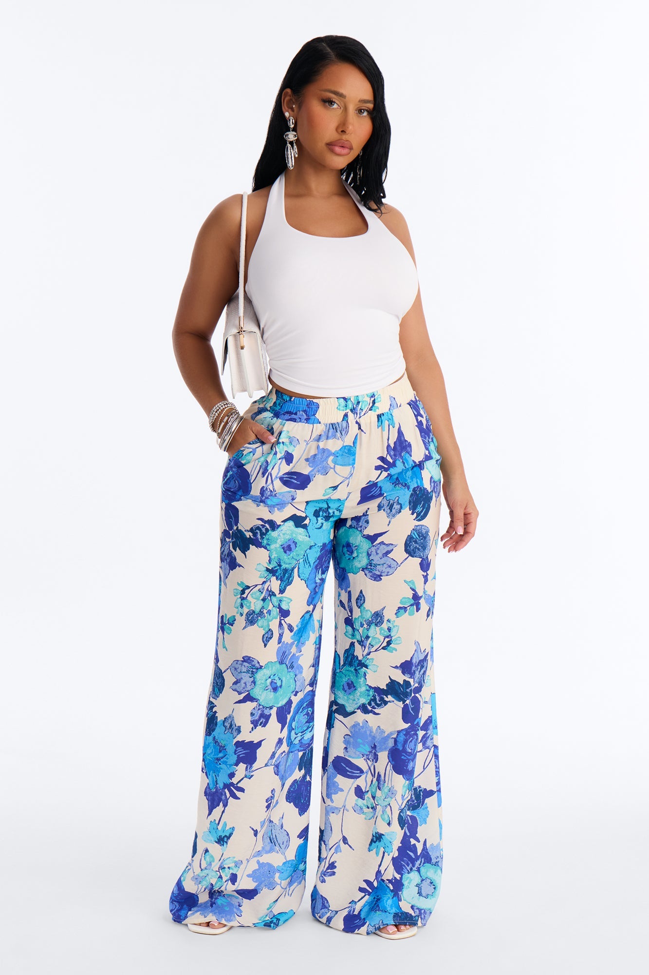 Sweet Bloom Wide Leg Pant - Blue