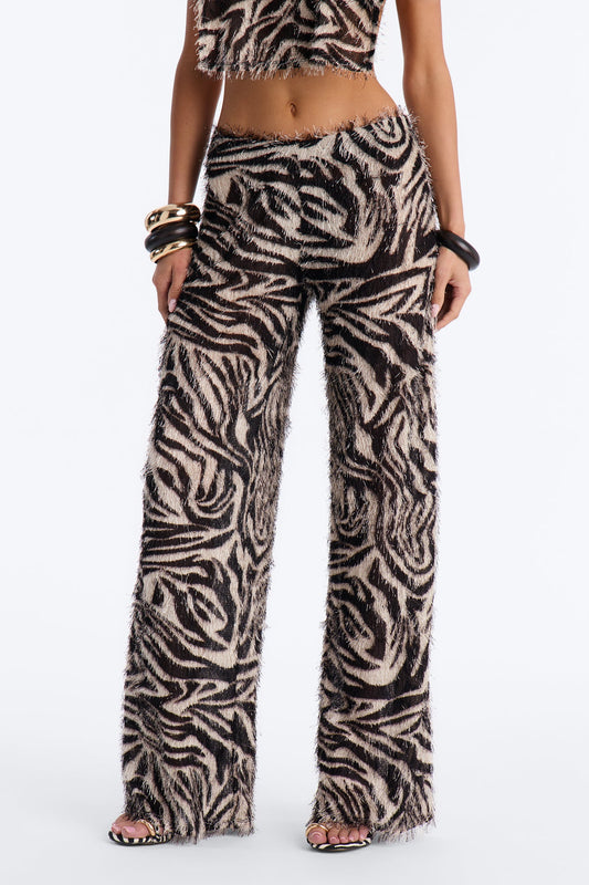 Anaya Textured Knit Abstract Low Rise Pant - Black/combo