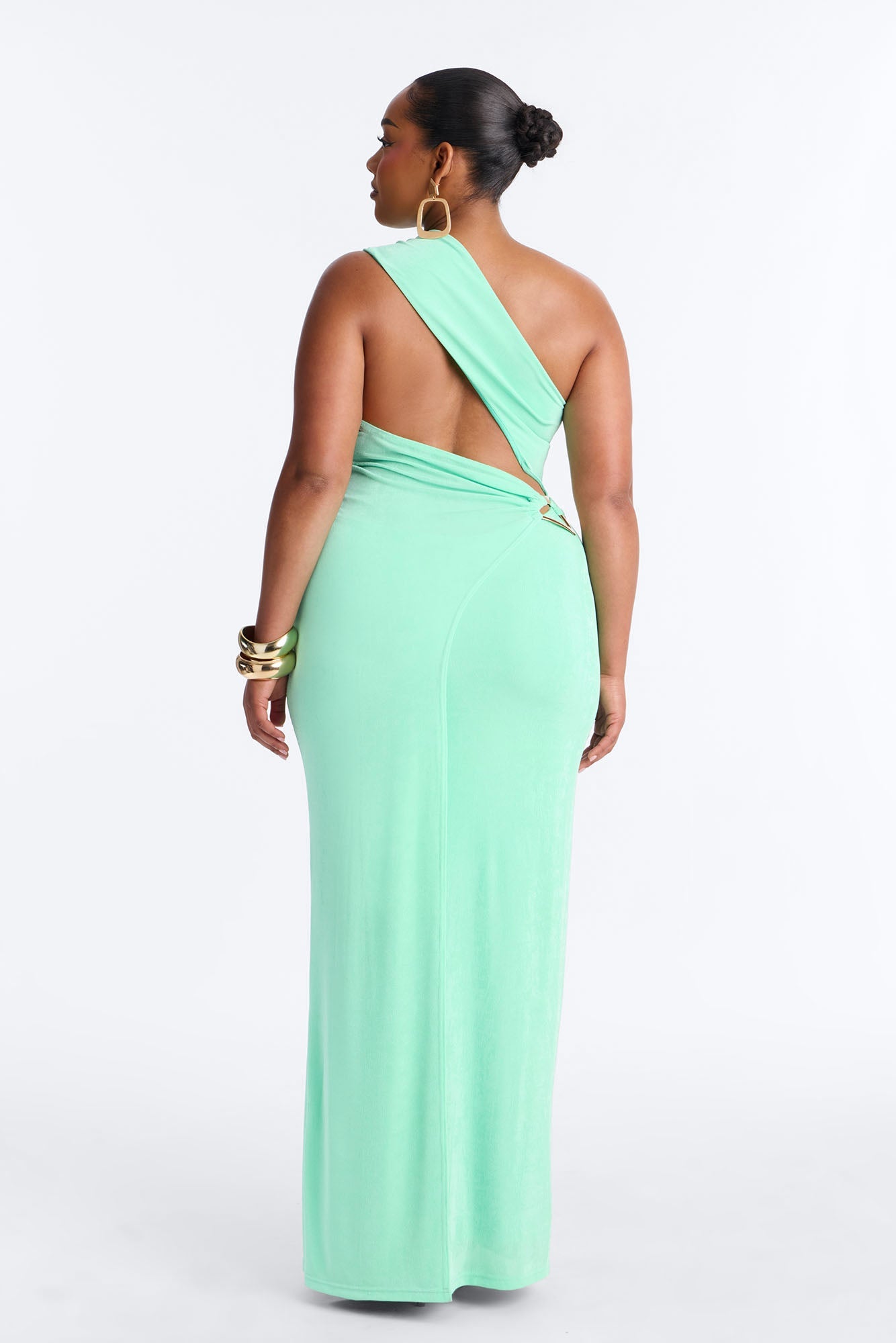 Annora One Shoulder Maxi Dress - Mint
