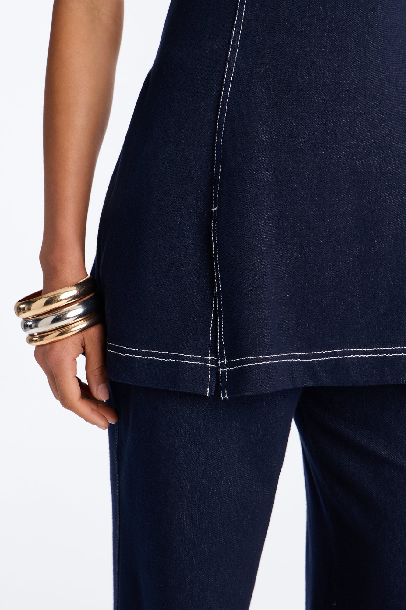 Diana Knit Denim Pant Set - Dark Wash