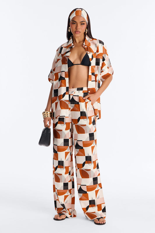 Savanna 3 Piece Pant Set - Rust/combo
