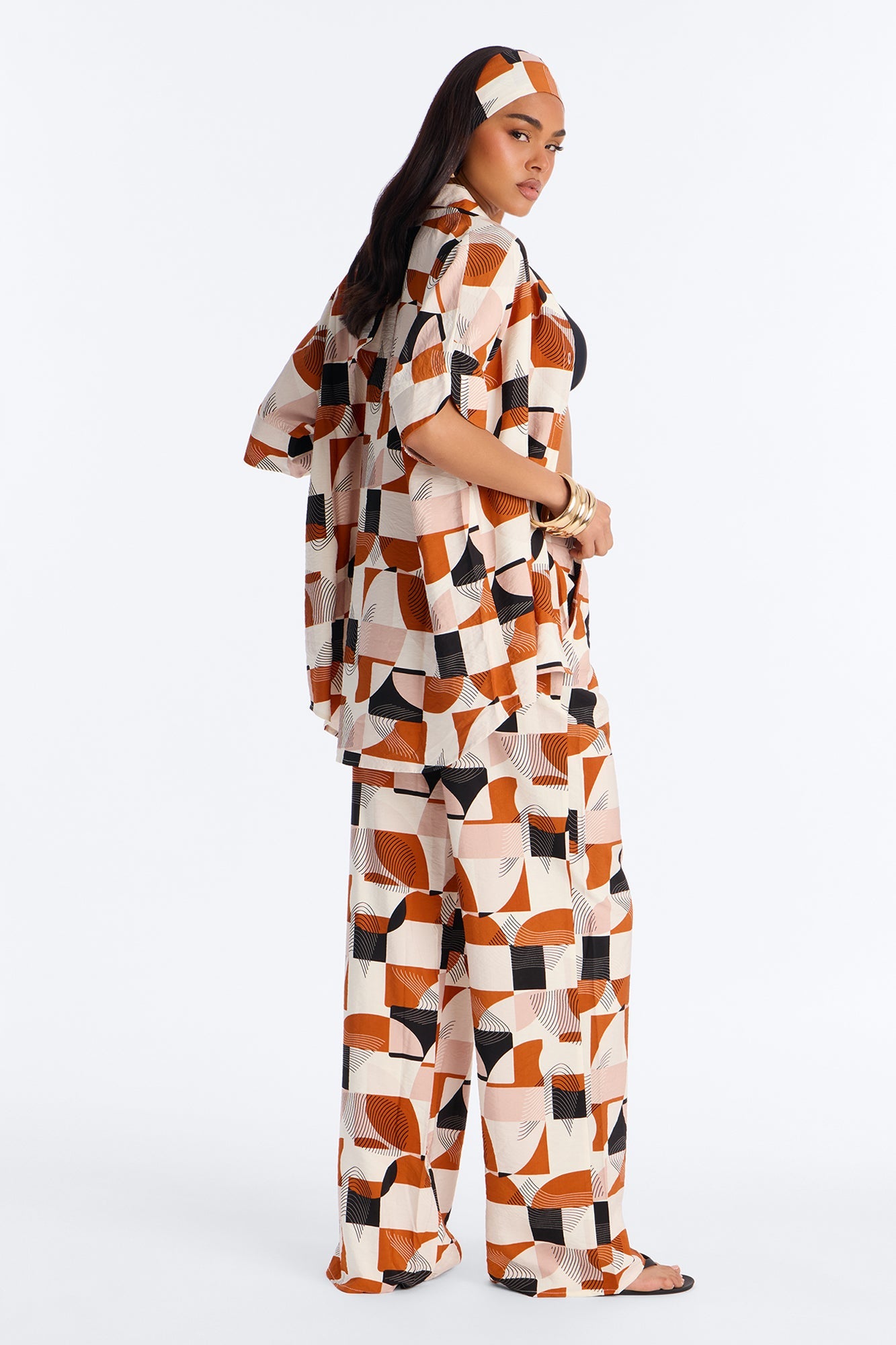 Savanna 3 Piece Pant Set - Rust/combo