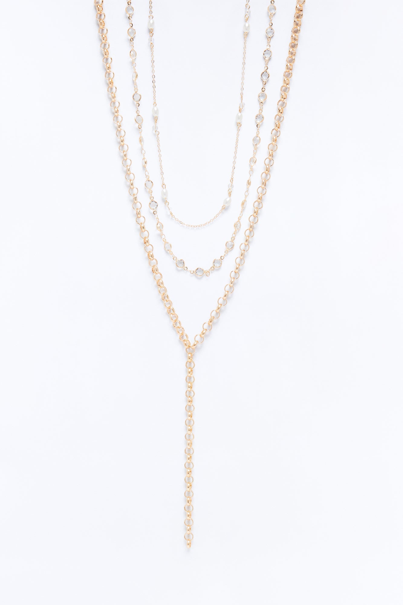 Think Of Me Layered Lariat Necklace - Gold