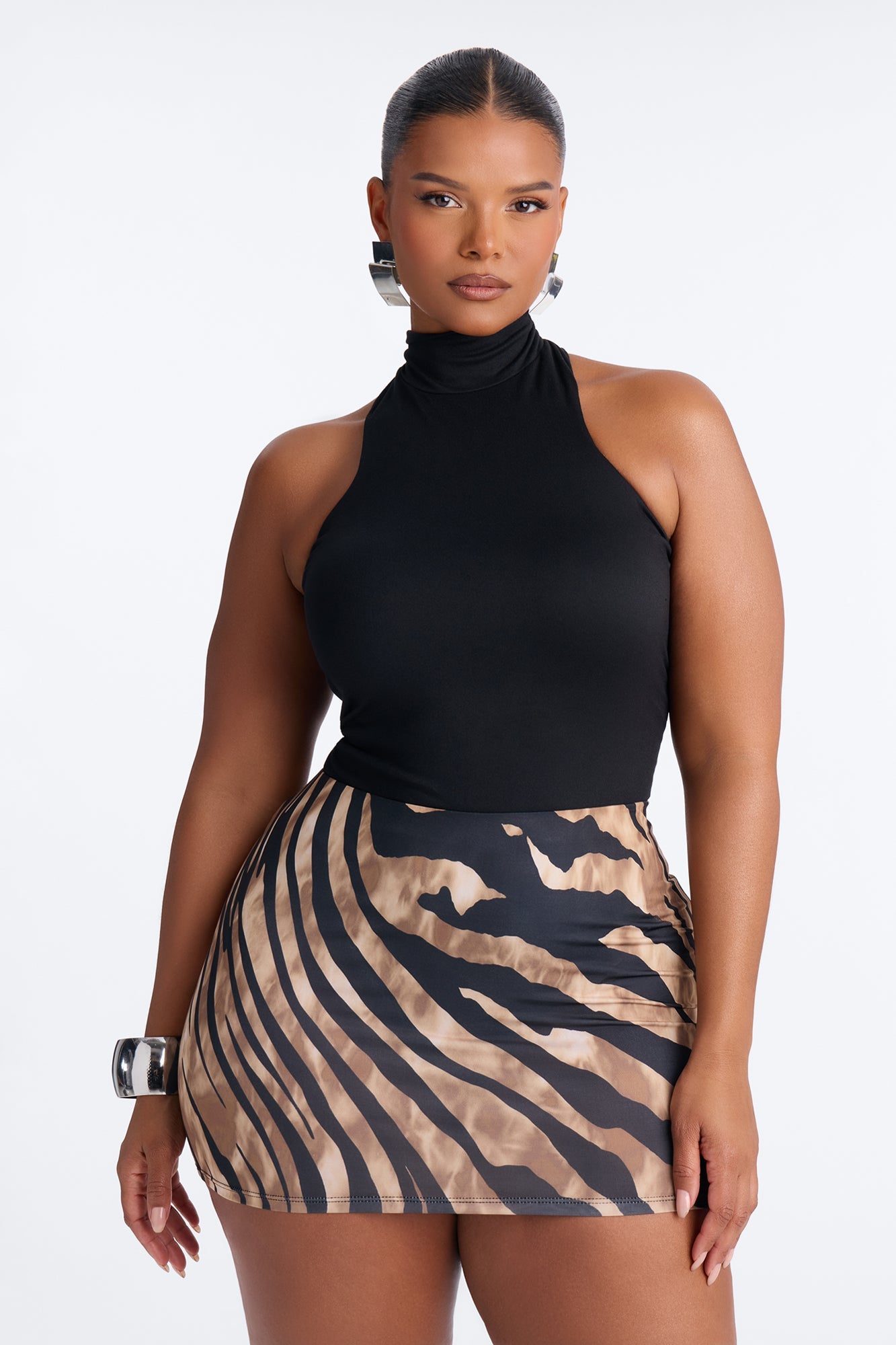 Simple Girl Mock Neck Sleeveless Bodysuit - Black