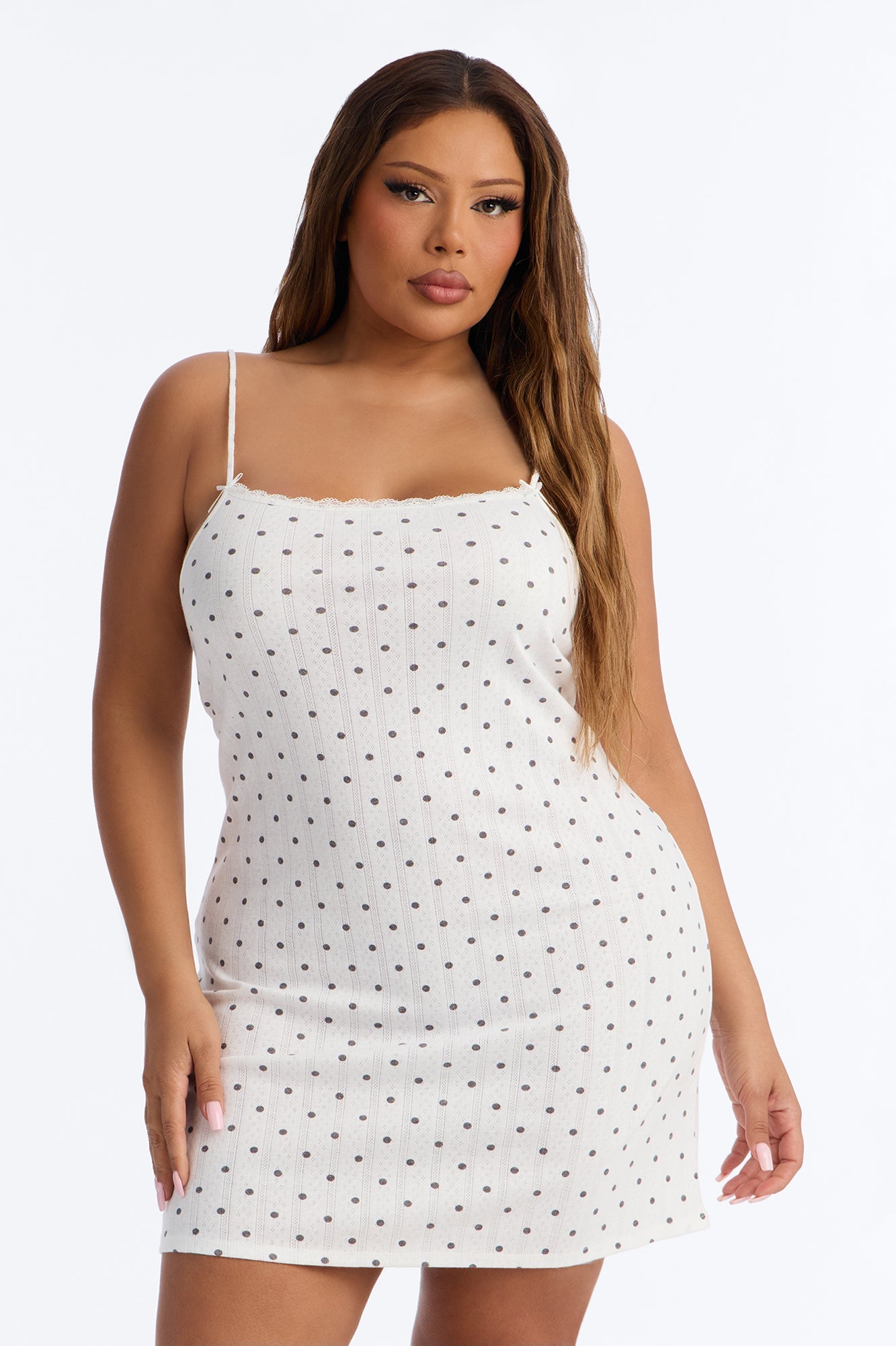 Sweet And Spotted Mini Sleep Dress - White/Black