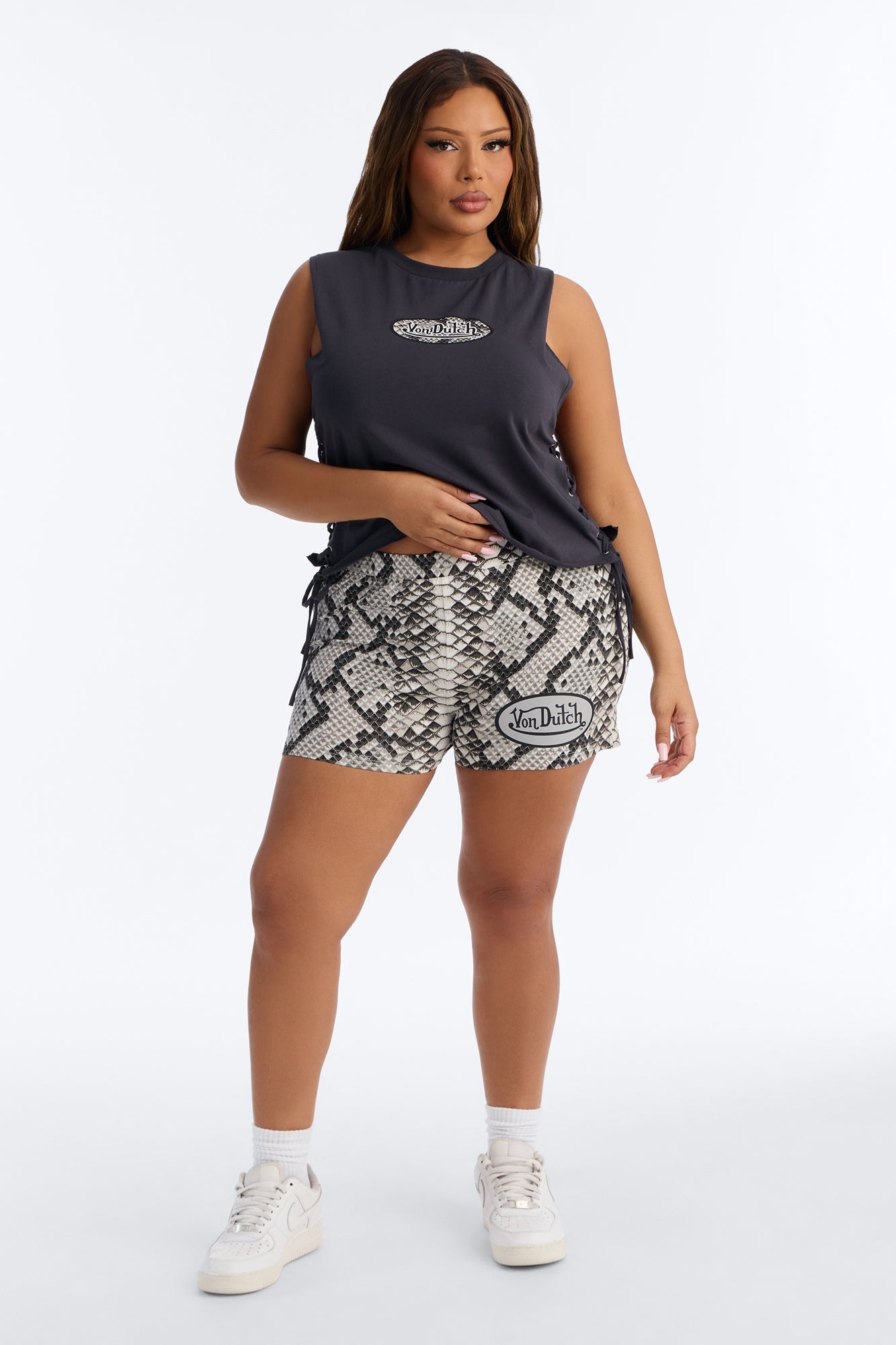 Von Dutch Rocker Snake Print Hot Short - Black/combo