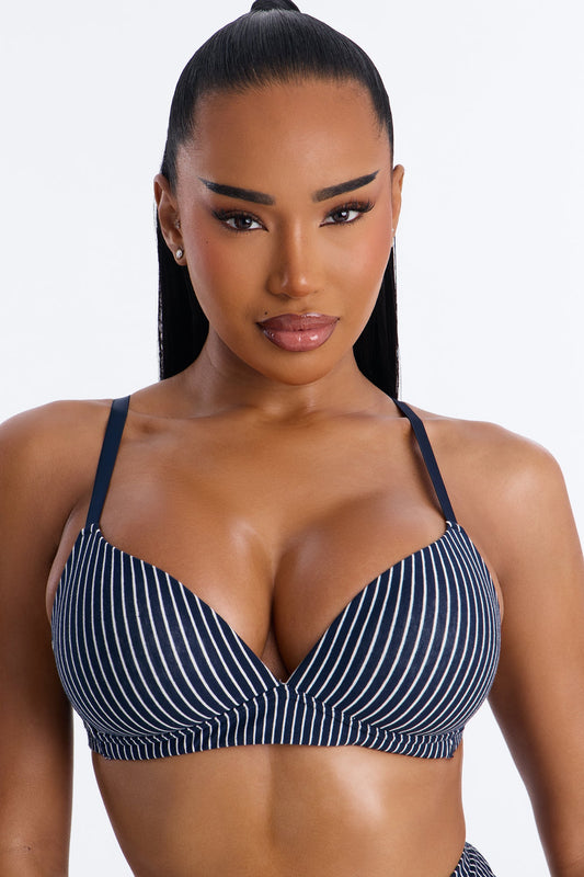 Cotton Stretch Comfort Wirefree Bra - Blue