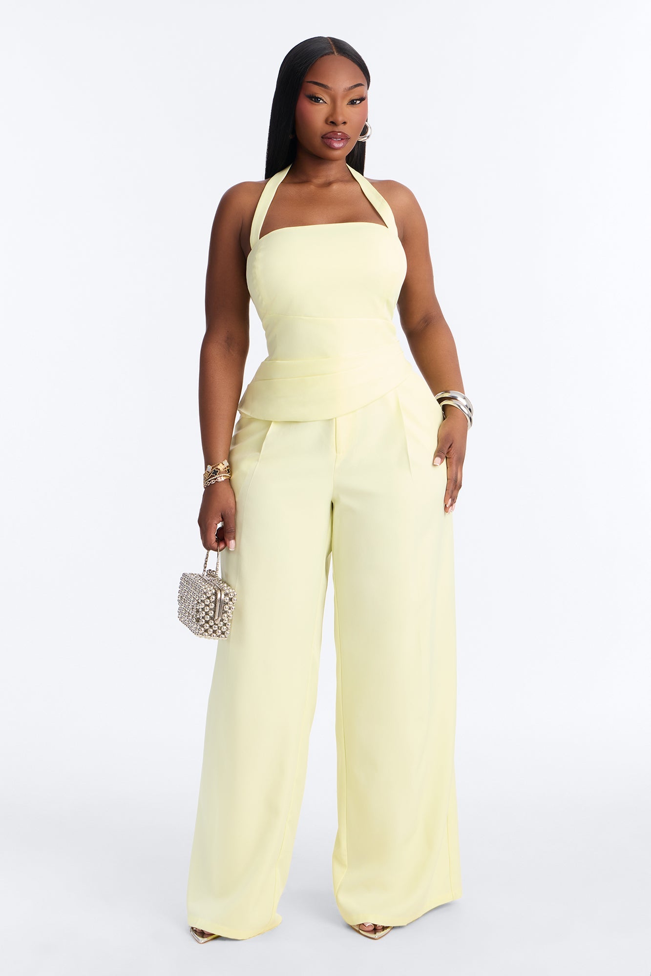 Keila Halter Pant Set - Butter Yellow