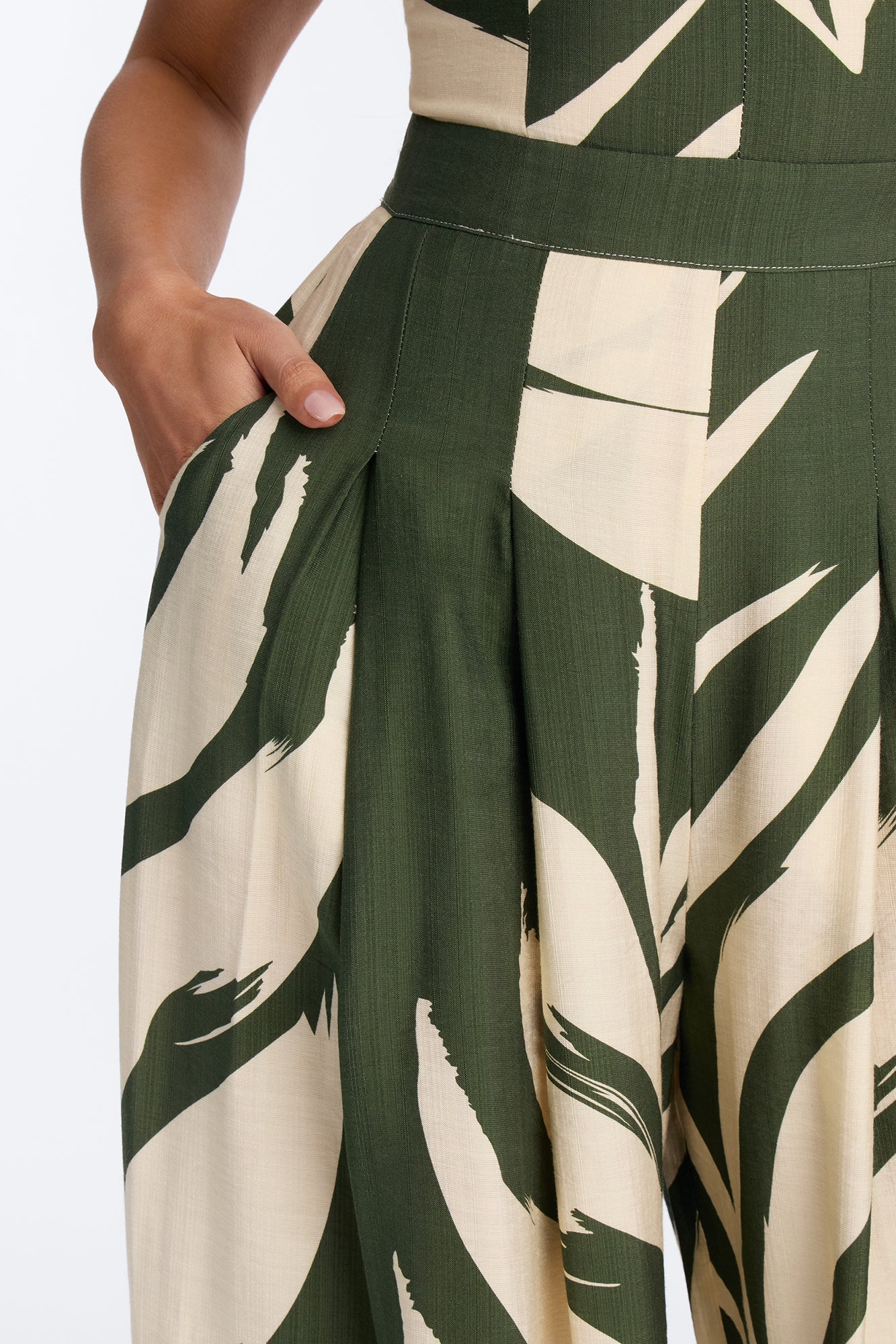 Short Tanya Tropical Wide Leg Jumpsuit - Green